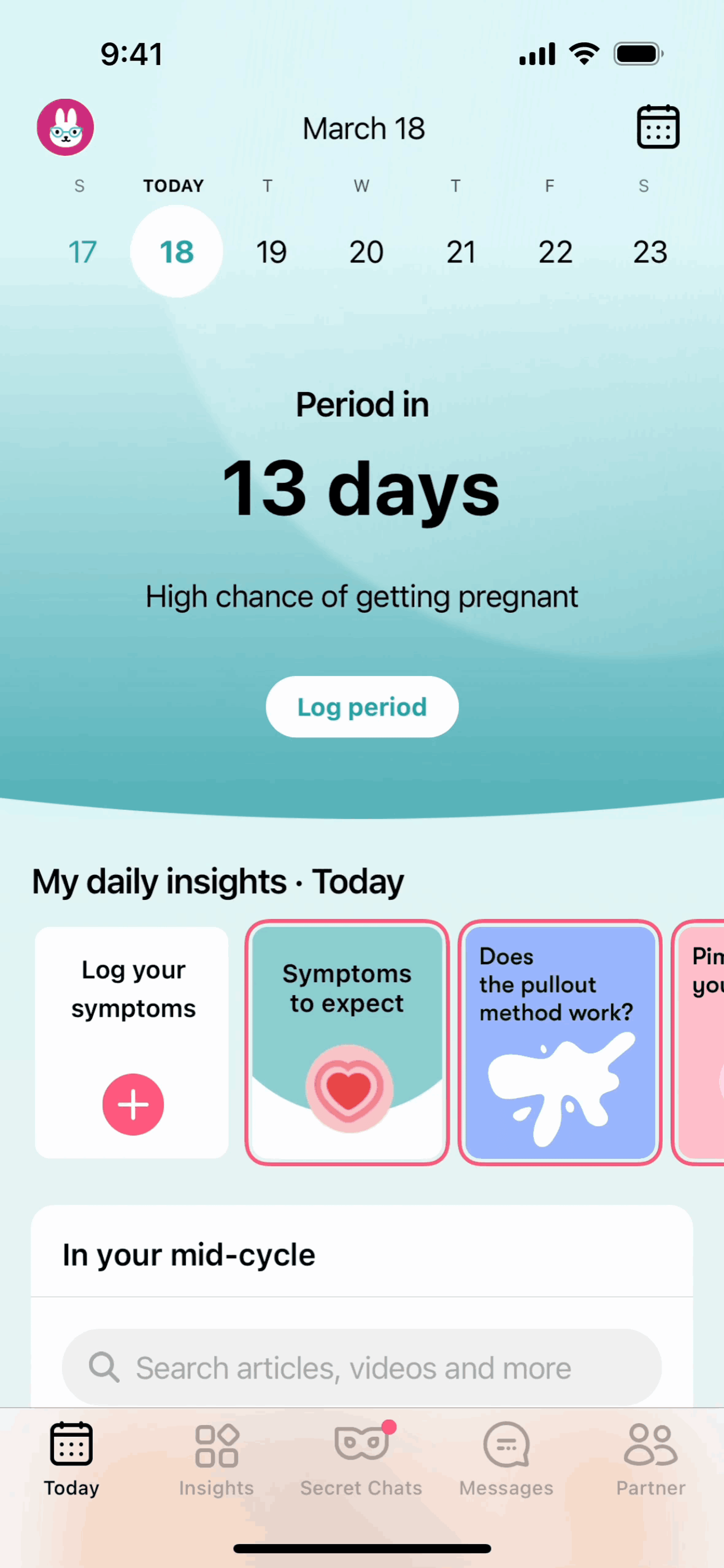 Flo iOS Health & Fitness interface screenshot 6