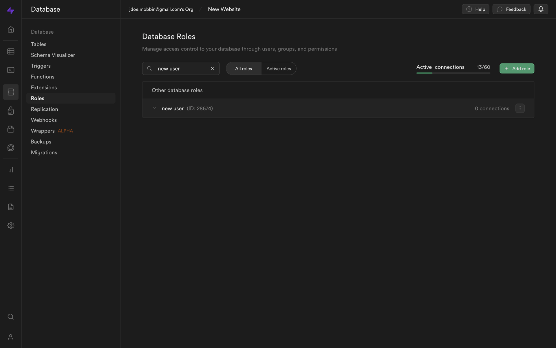 Supabase Web Developer Tools interface screenshot 15