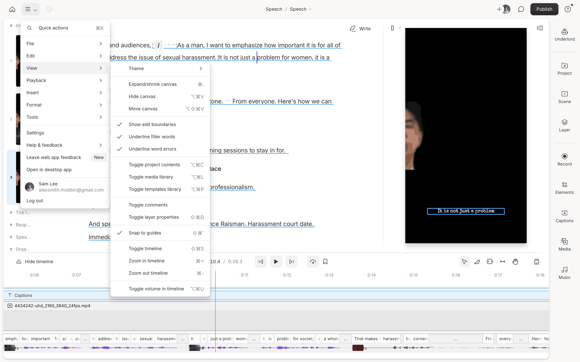 Descript Web Photo & Video interface screenshot 10