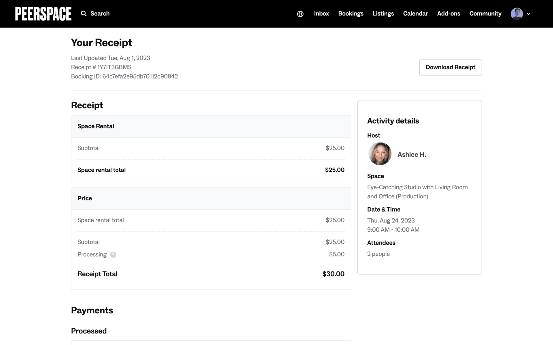 Peerspace Web Lifestyle interface screenshot 11