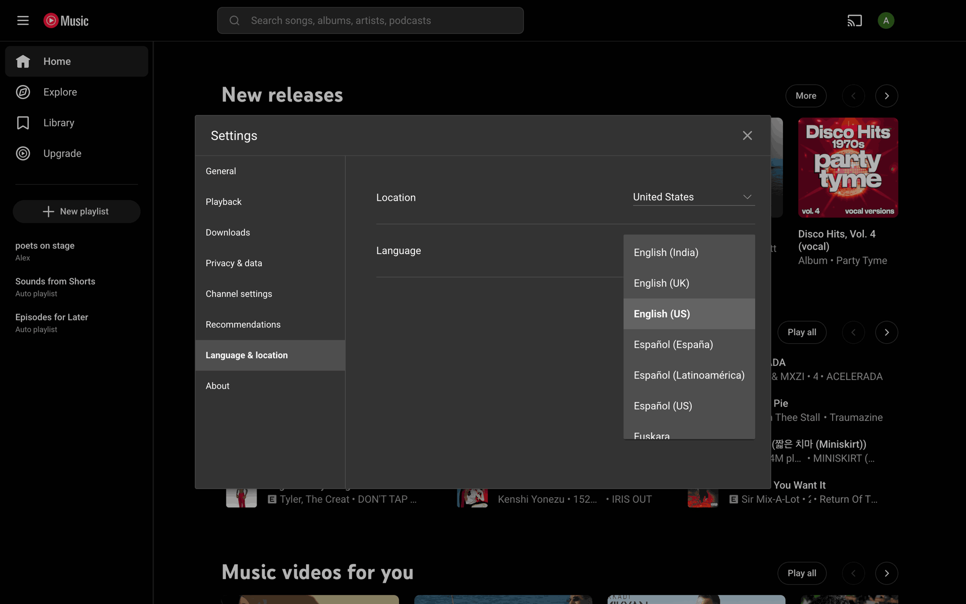 YouTube Music Web Music & Audio interface screenshot 8