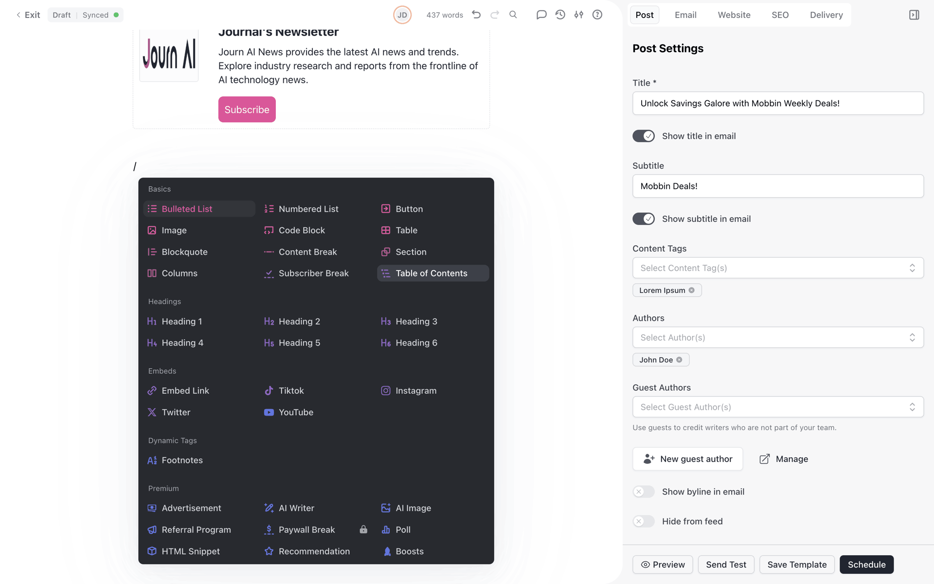 beehiiv Web Business interface screenshot 17