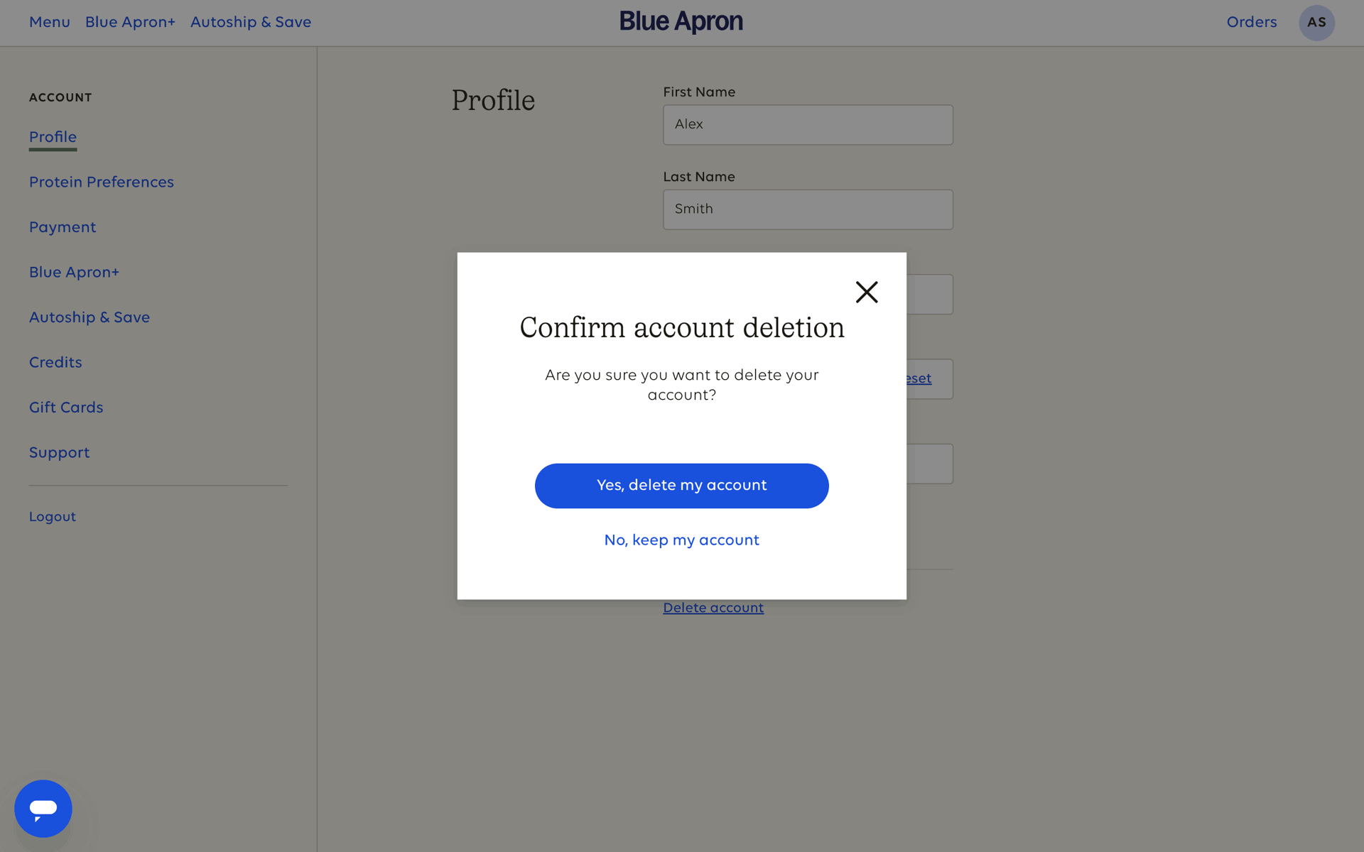 Blue Apron Web Shopping interface screenshot 12