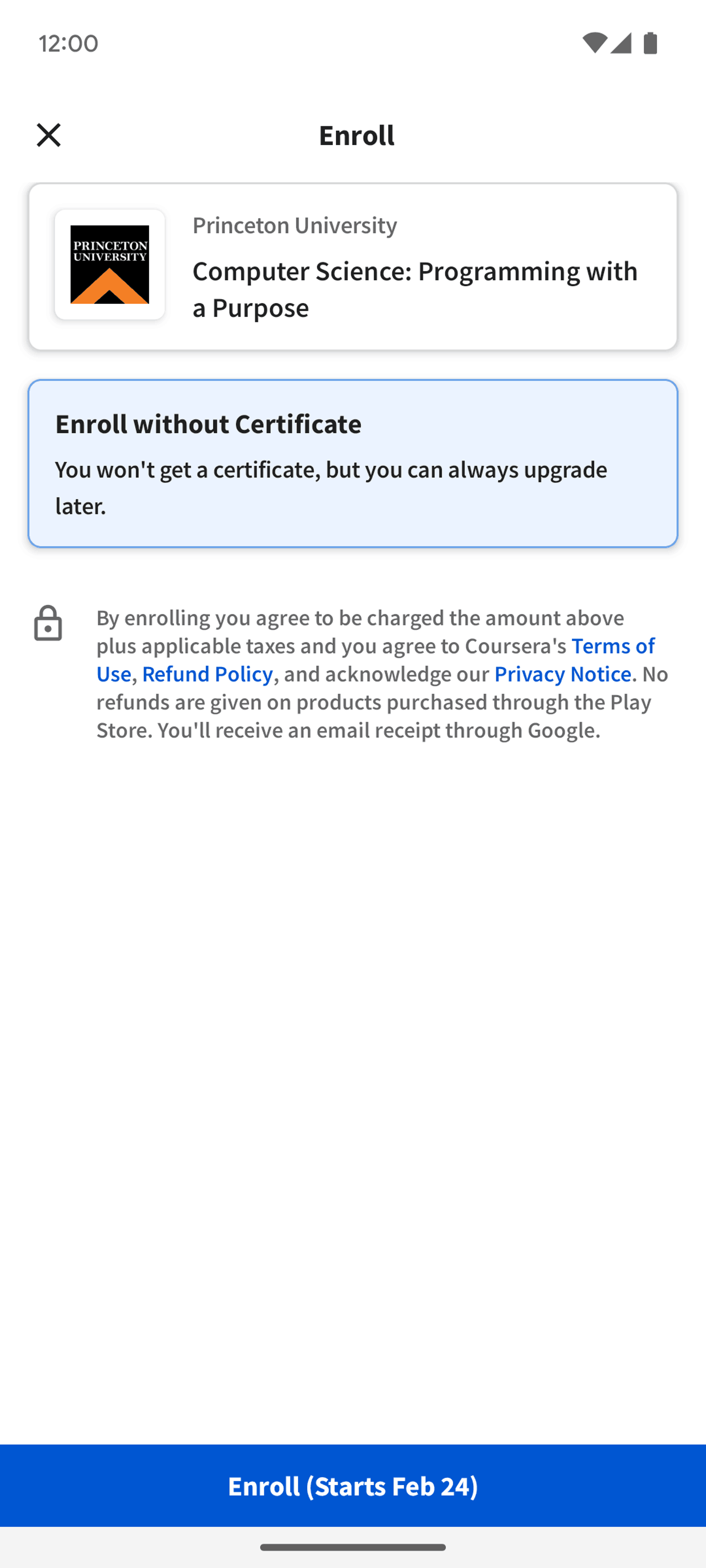 Coursera Android Education interface screenshot 13