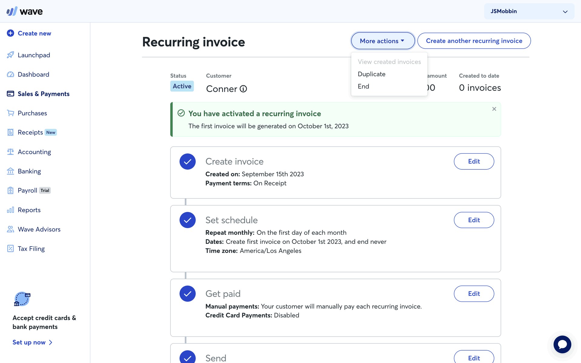 Wave Web Business interface screenshot 12