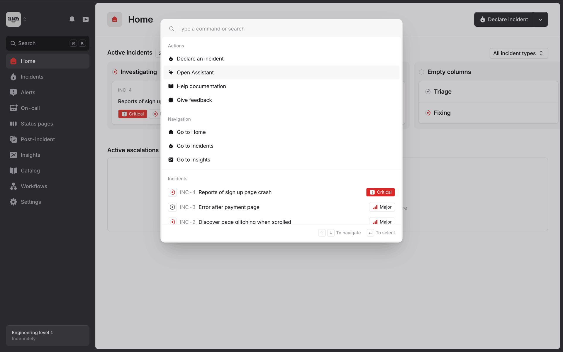 incident.io Web Developer Tools interface screenshot 21