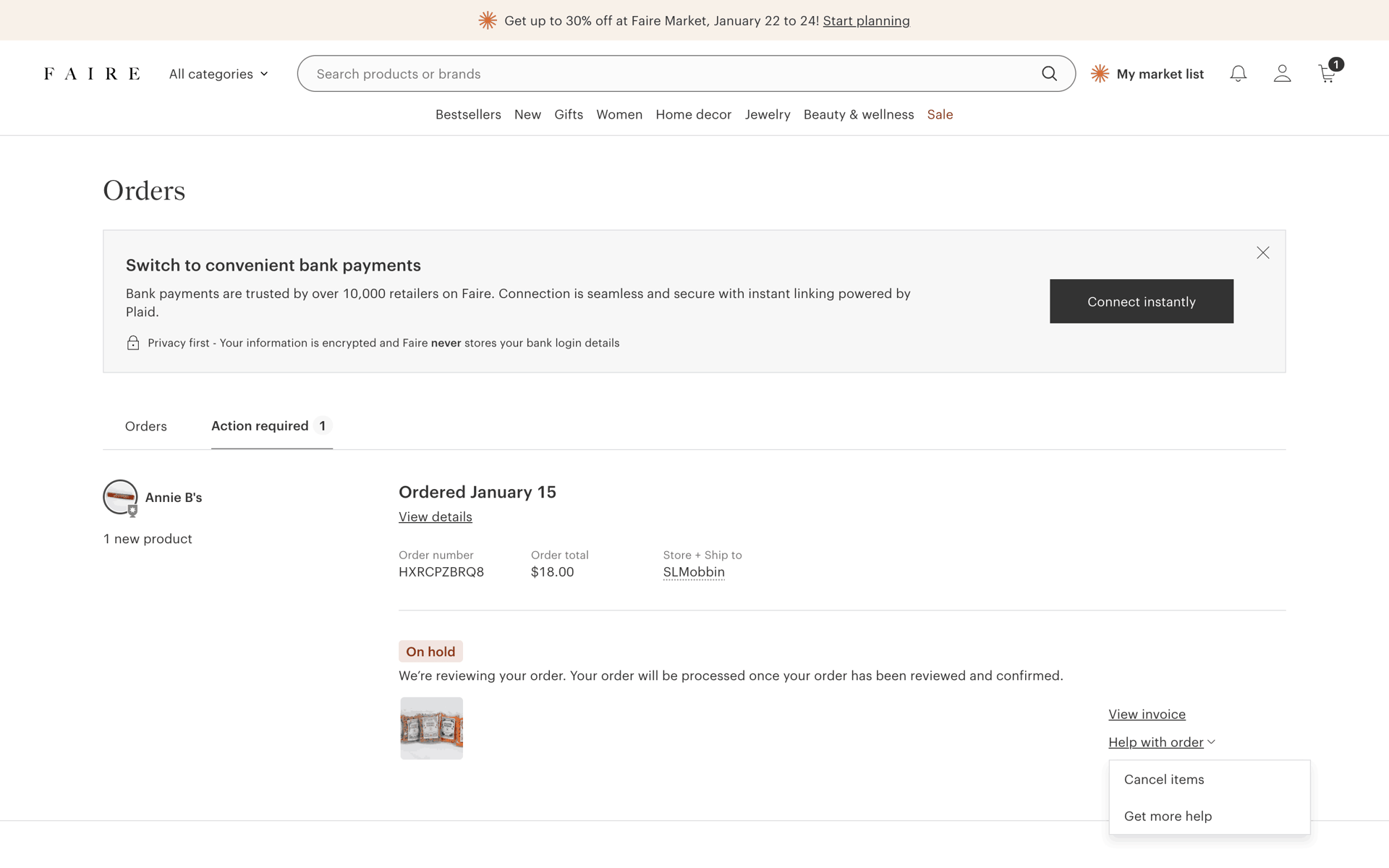 Faire Web Business interface screenshot 17