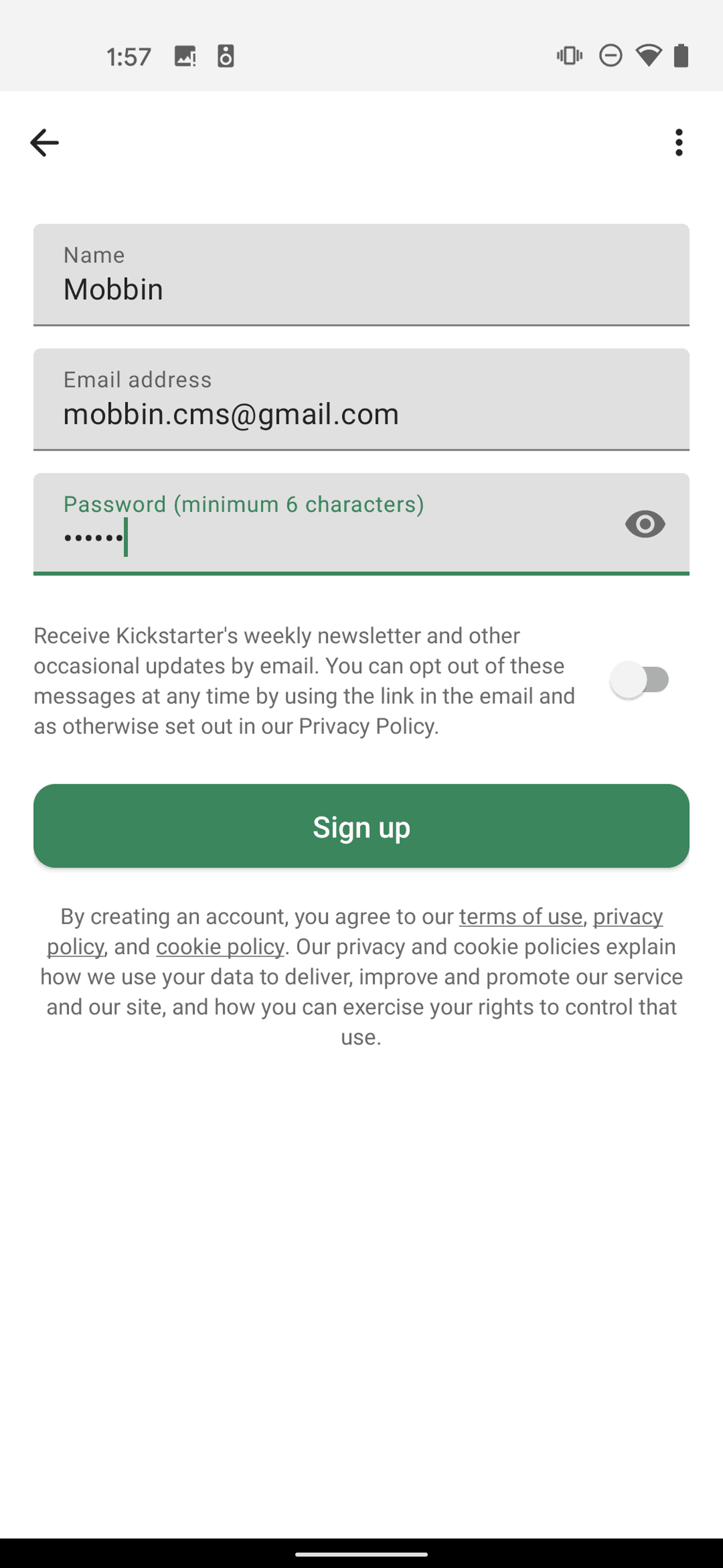 Kickstarter Android Social Networking interface screenshot 4