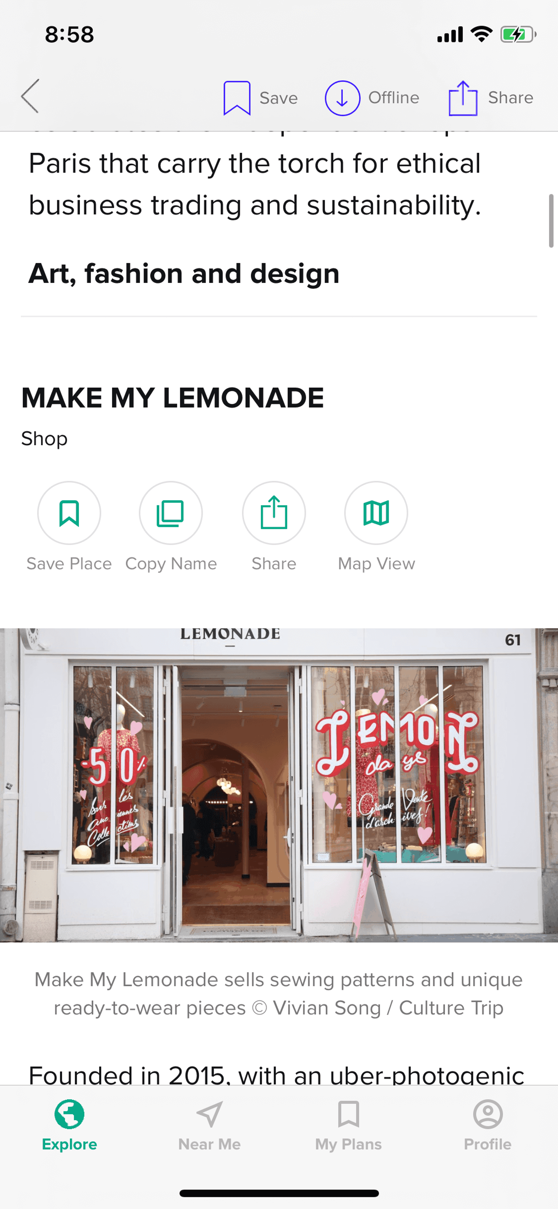 Culture Trip iOS Travel & Transportation interface screenshot 14