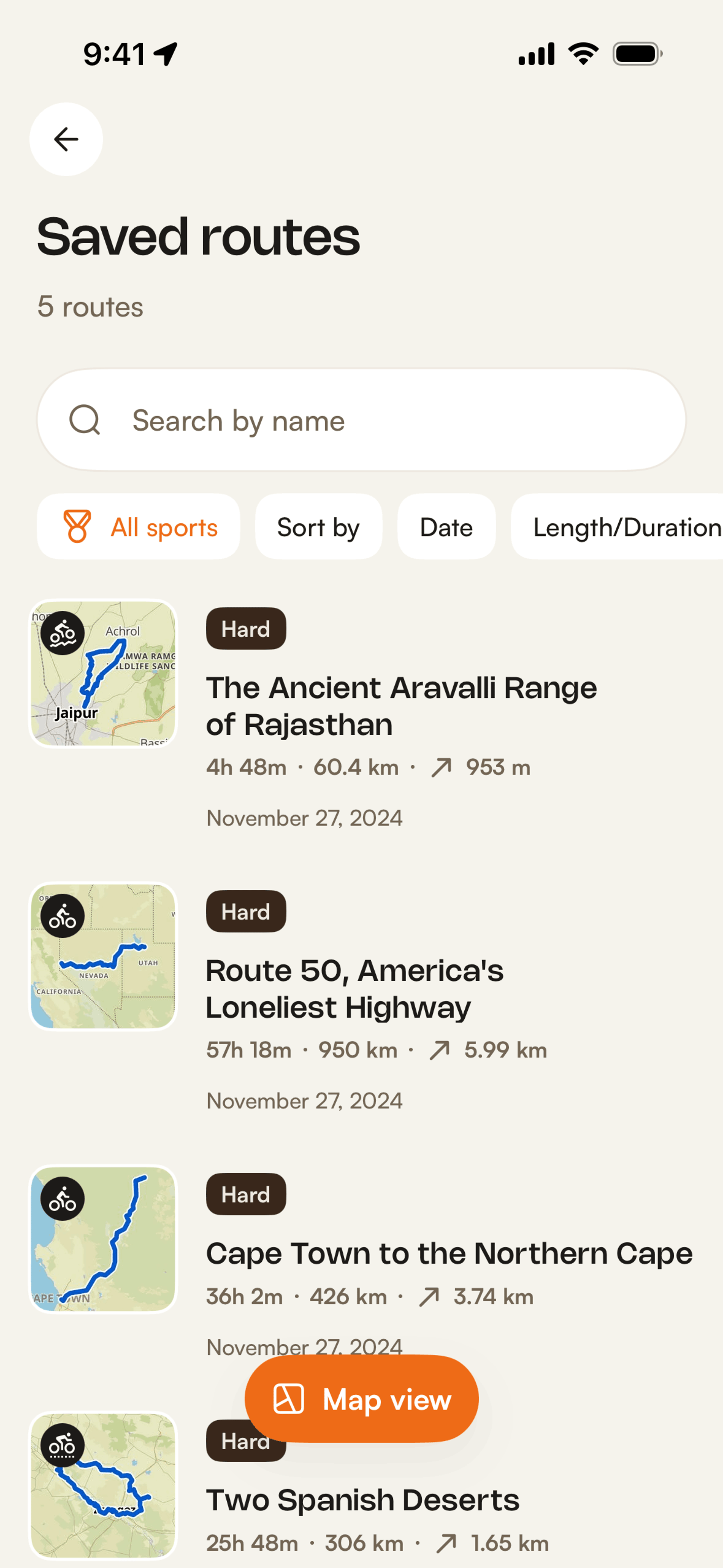 komoot iOS Health & Fitness interface screenshot 3