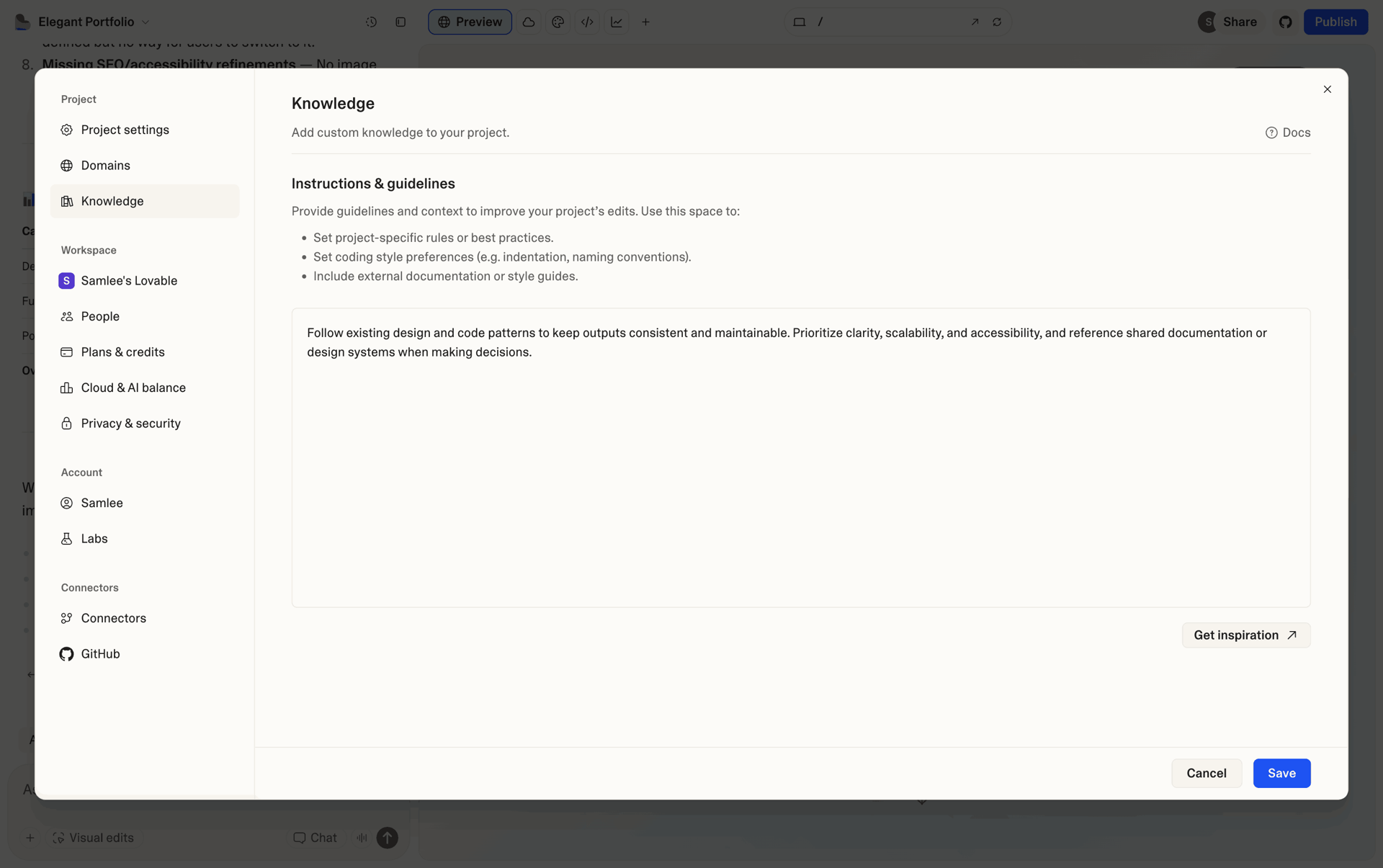 Lovable Web Developer Tools interface screenshot 21