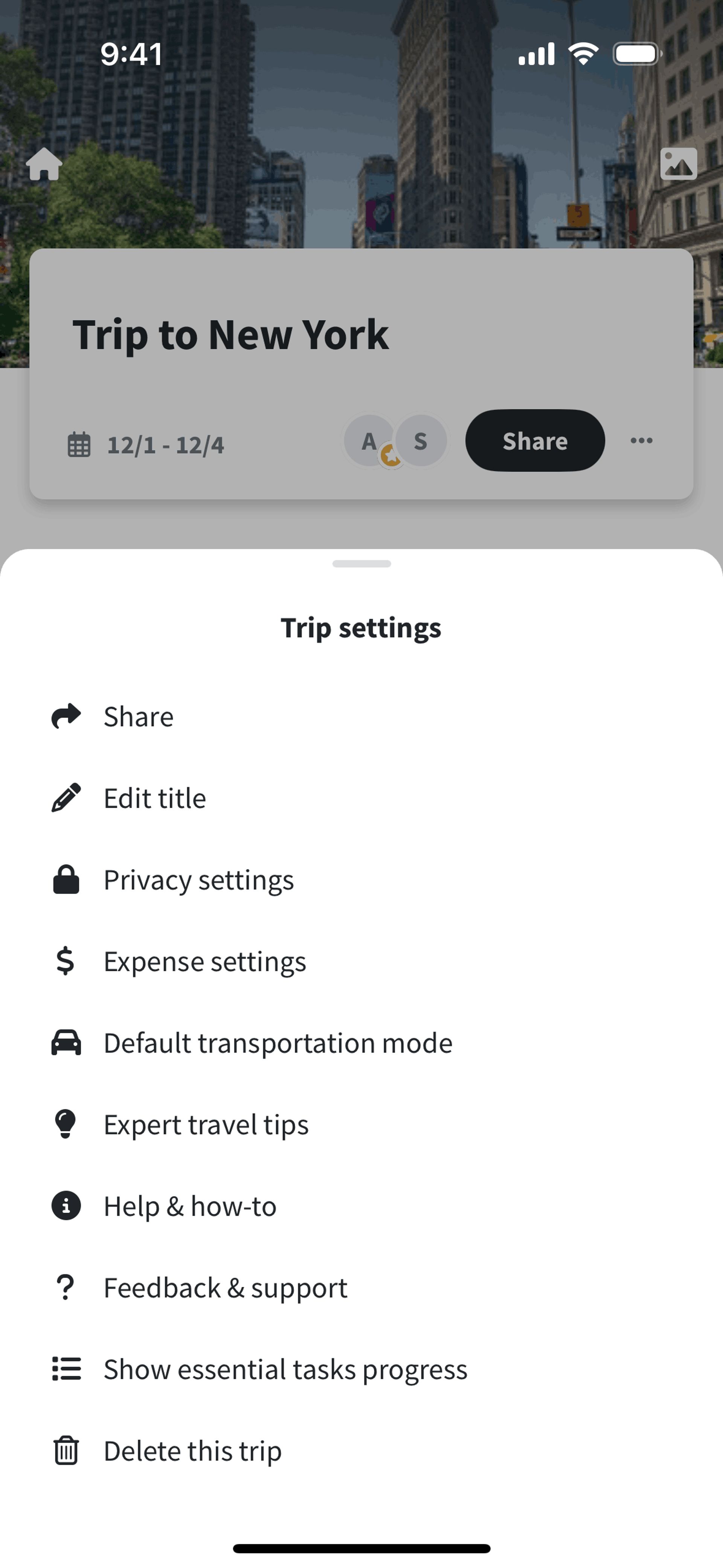Wanderlog iOS Travel & Transportation interface screenshot 23