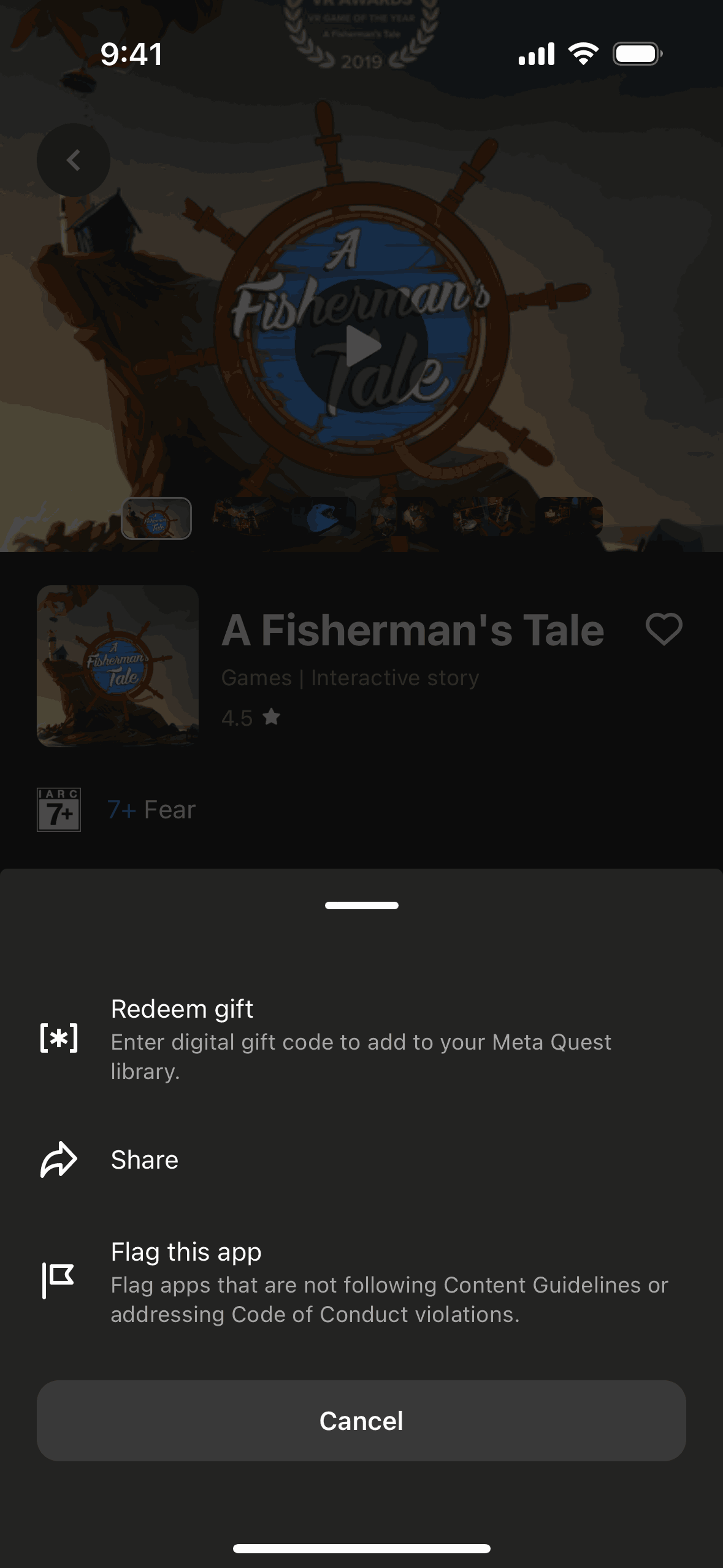 Meta Quest iOS Entertainment interface screenshot 21