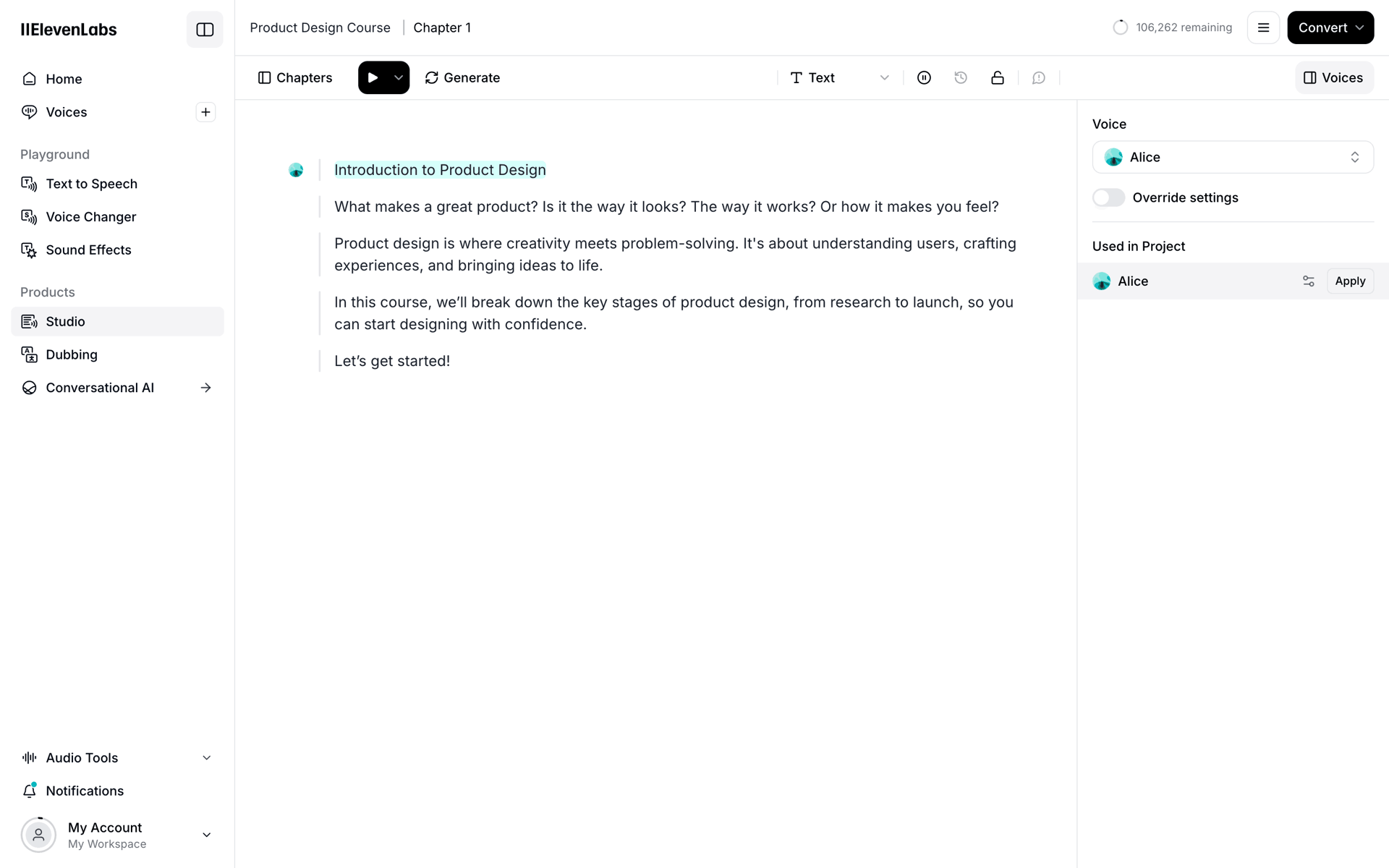 ElevenLabs Web AI interface screenshot 6