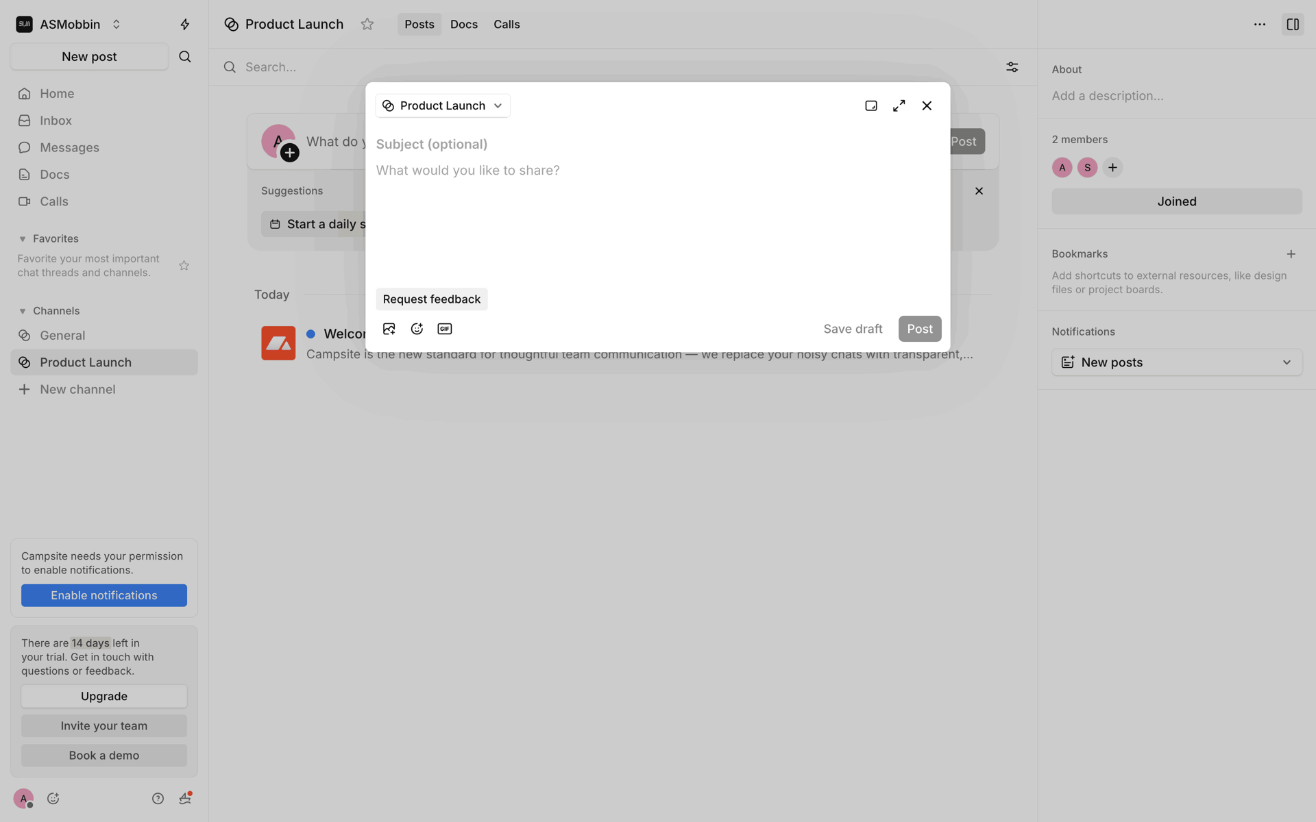 Campsite Web Productivity interface screenshot 24
