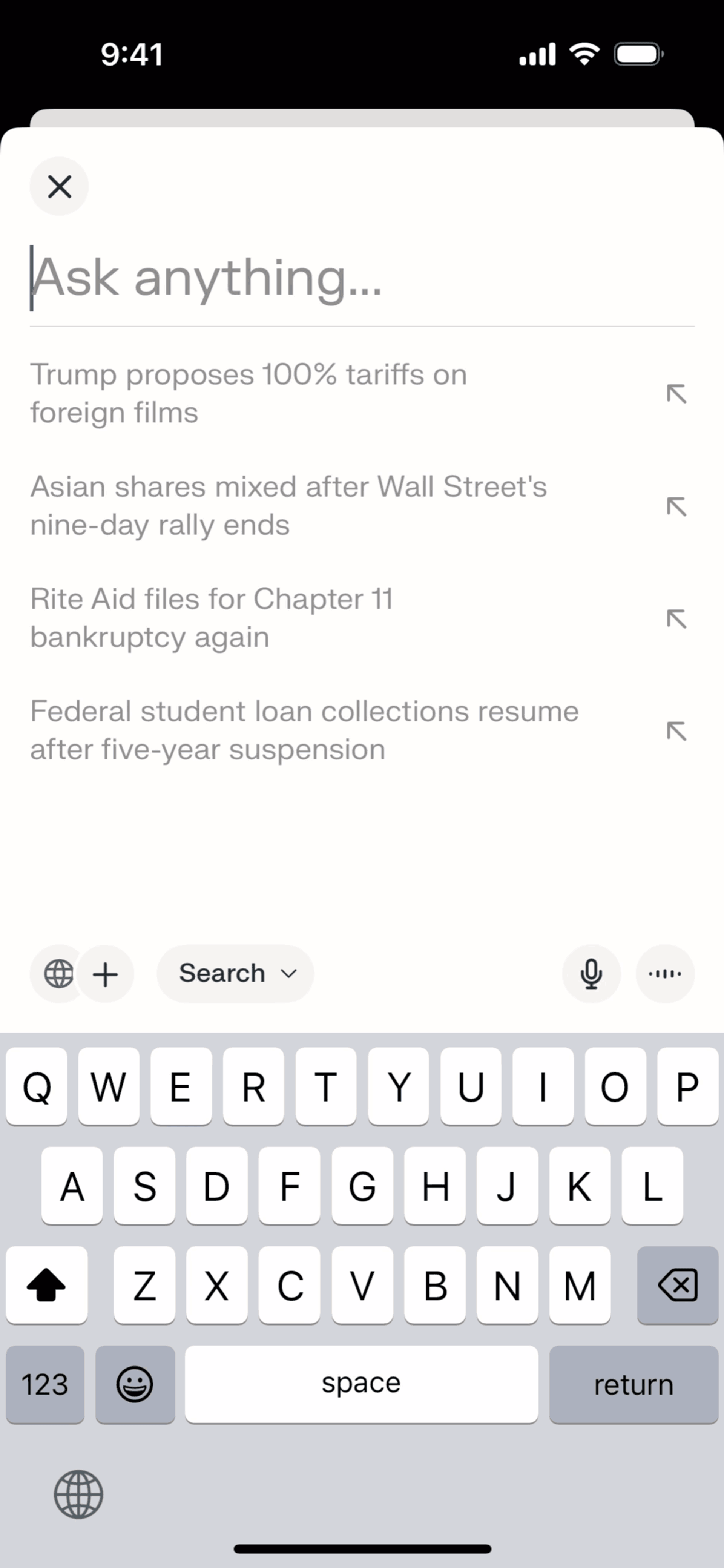 Perplexity iOS AI interface screenshot 6