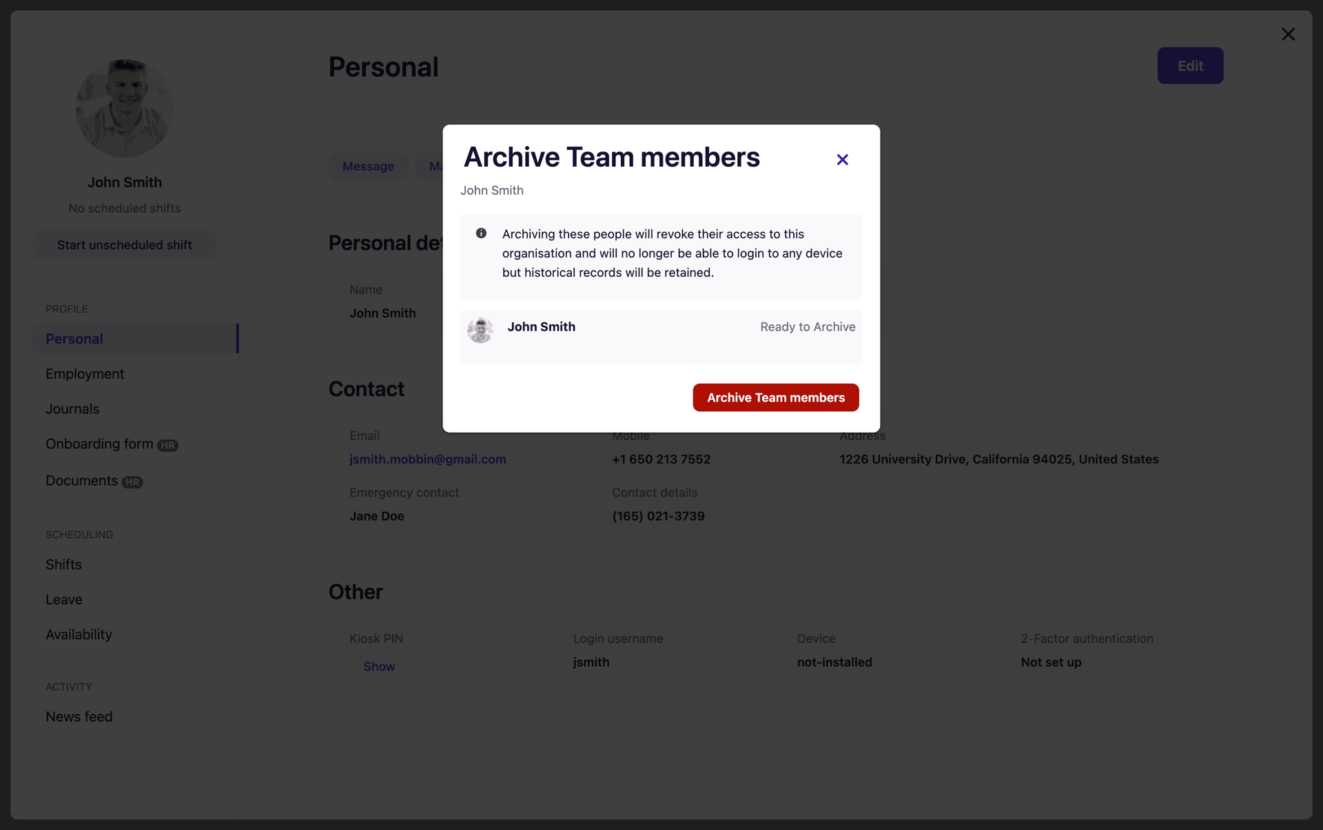 Deputy Web workforce management interface screenshot 6