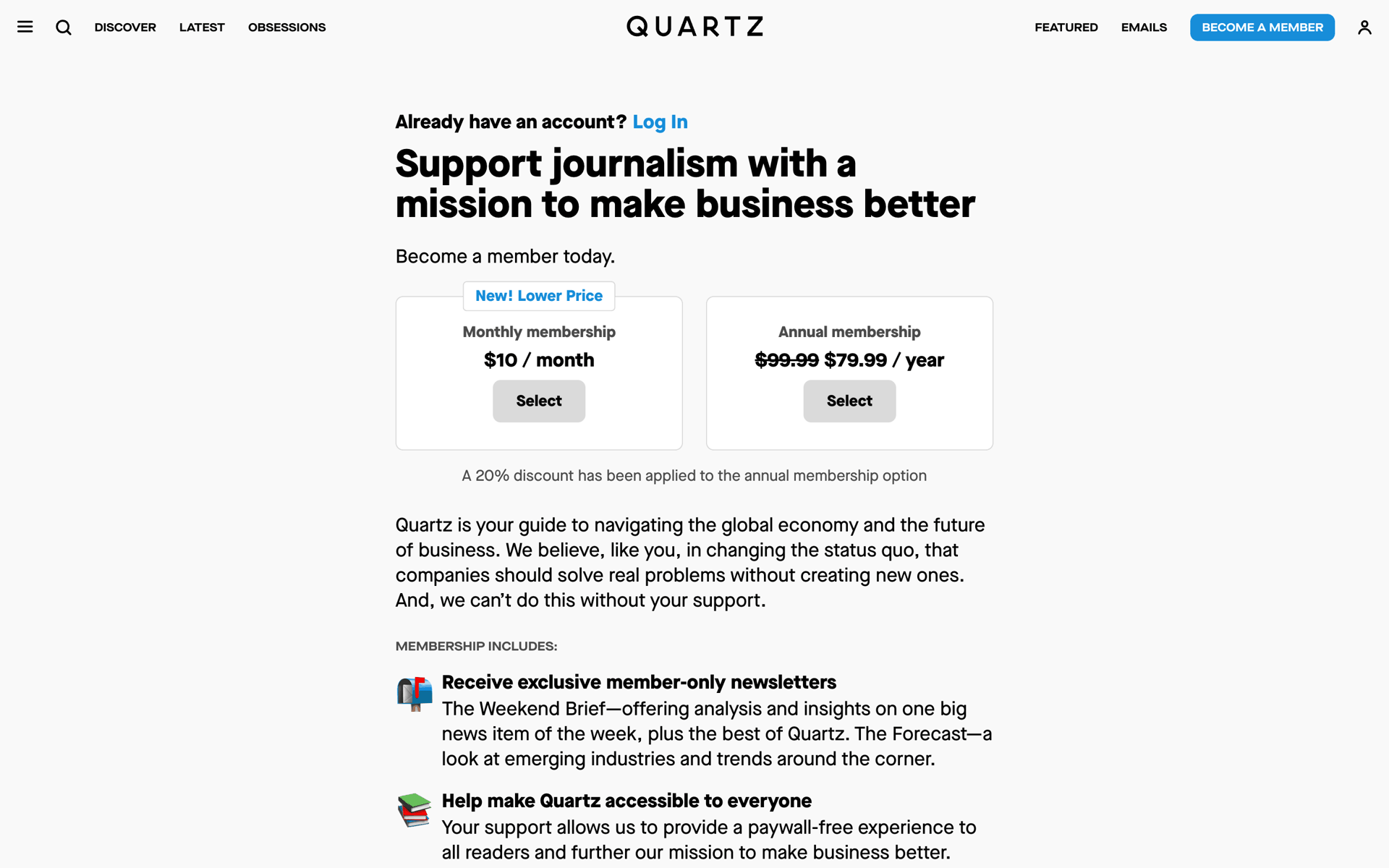 Quartz Web News interface screenshot 7