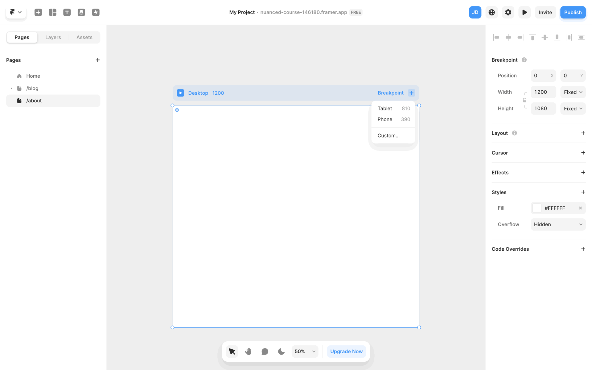 Framer Web AI interface screenshot 12