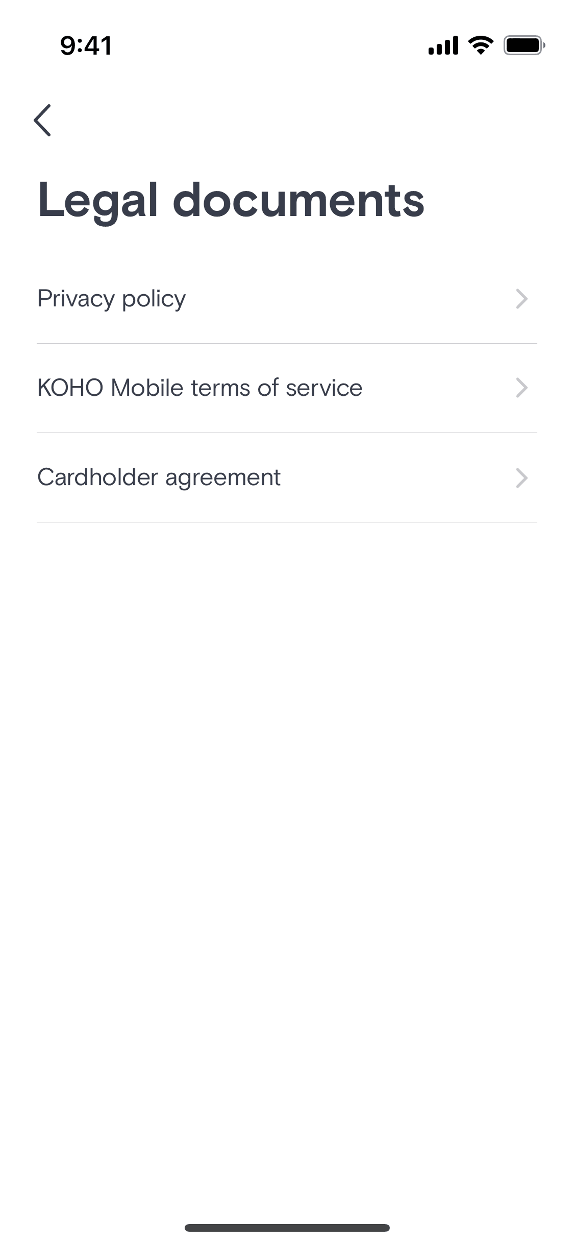 KOHO iOS Finance interface screenshot 20