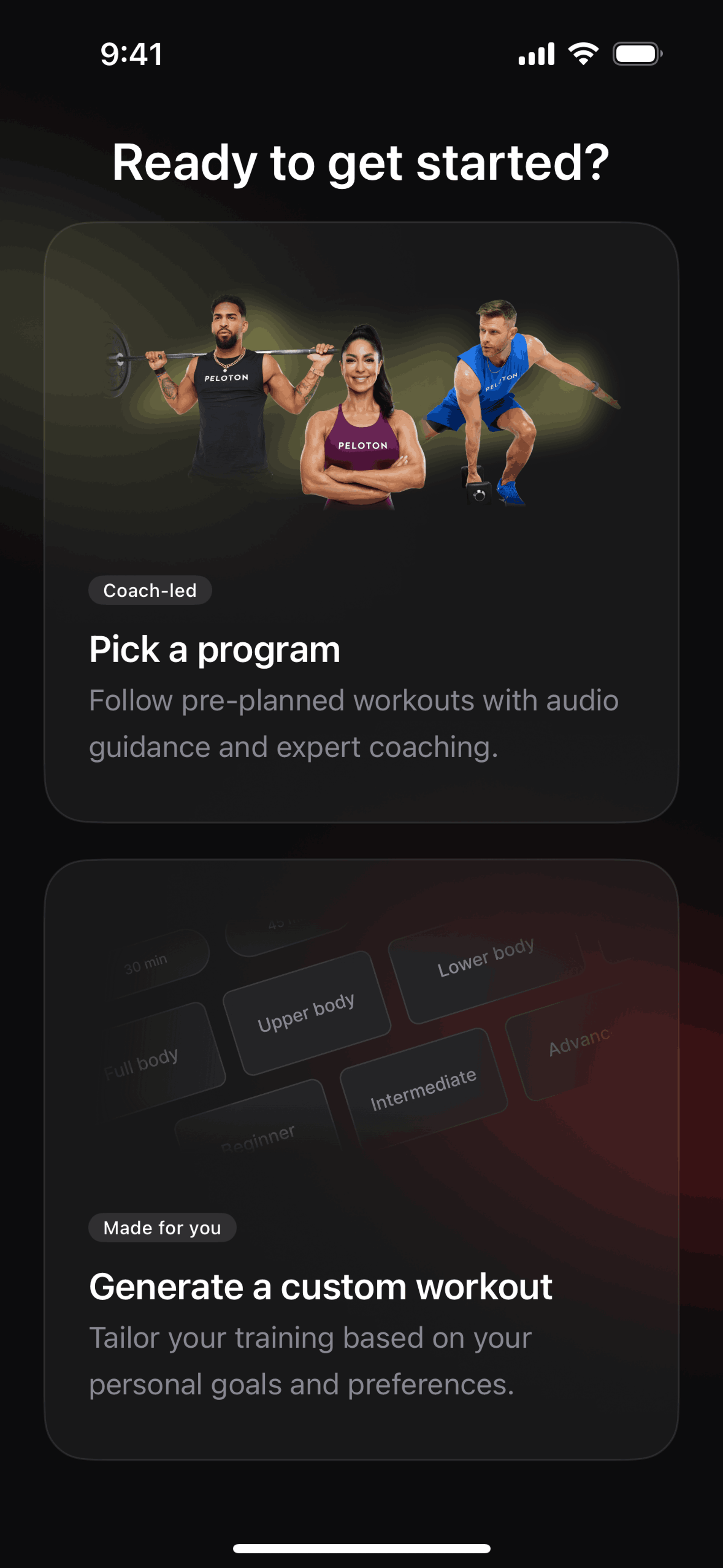 Peloton Strength+ iOS Health & Fitness interface screenshot 19