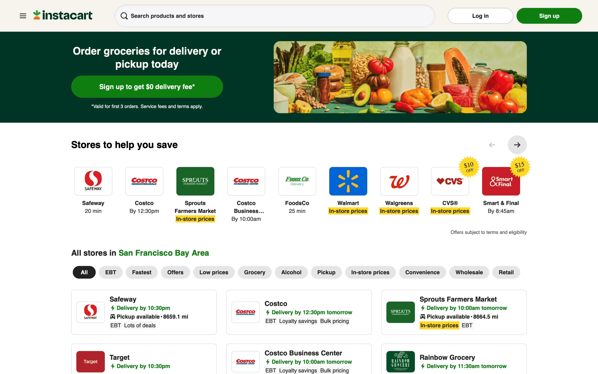 Instacart Web Shopping interface screenshot 1