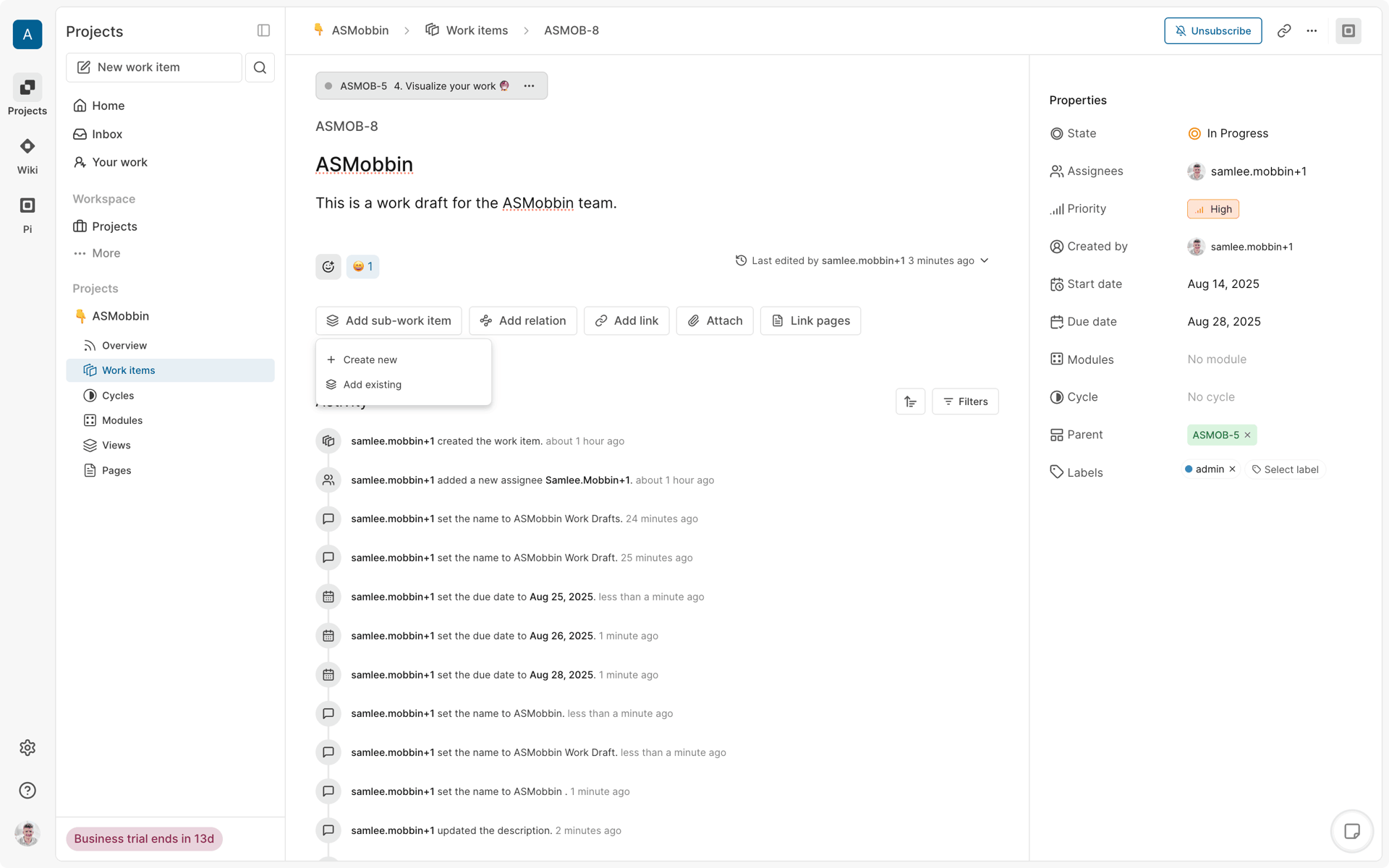 Plane Web Business interface screenshot 14