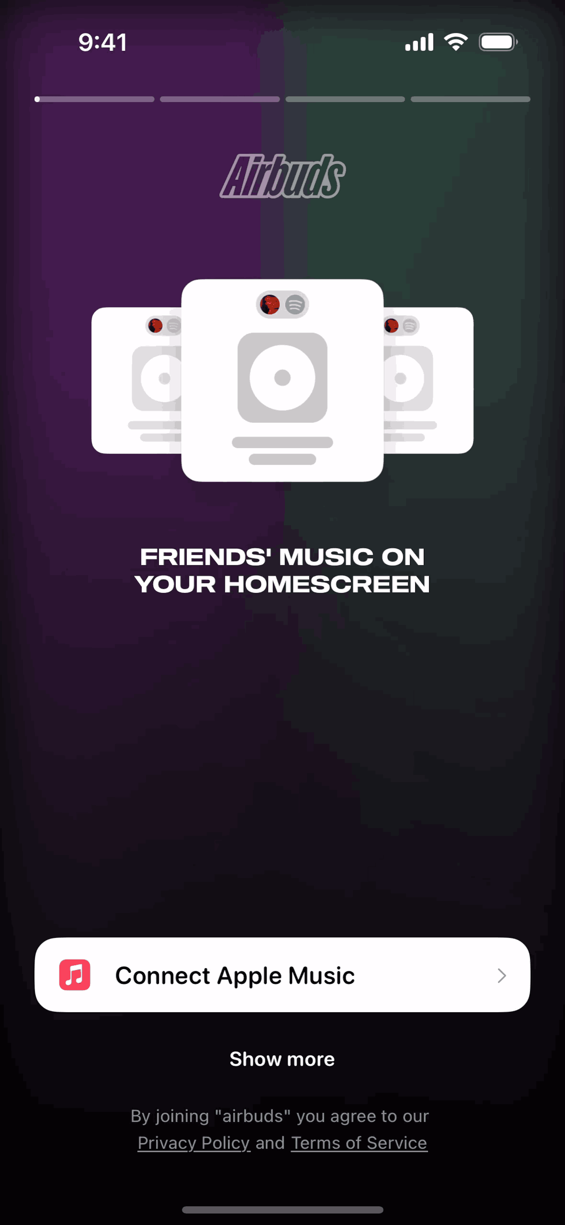 Airbuds Widget iOS Social Networking interface screenshot 1