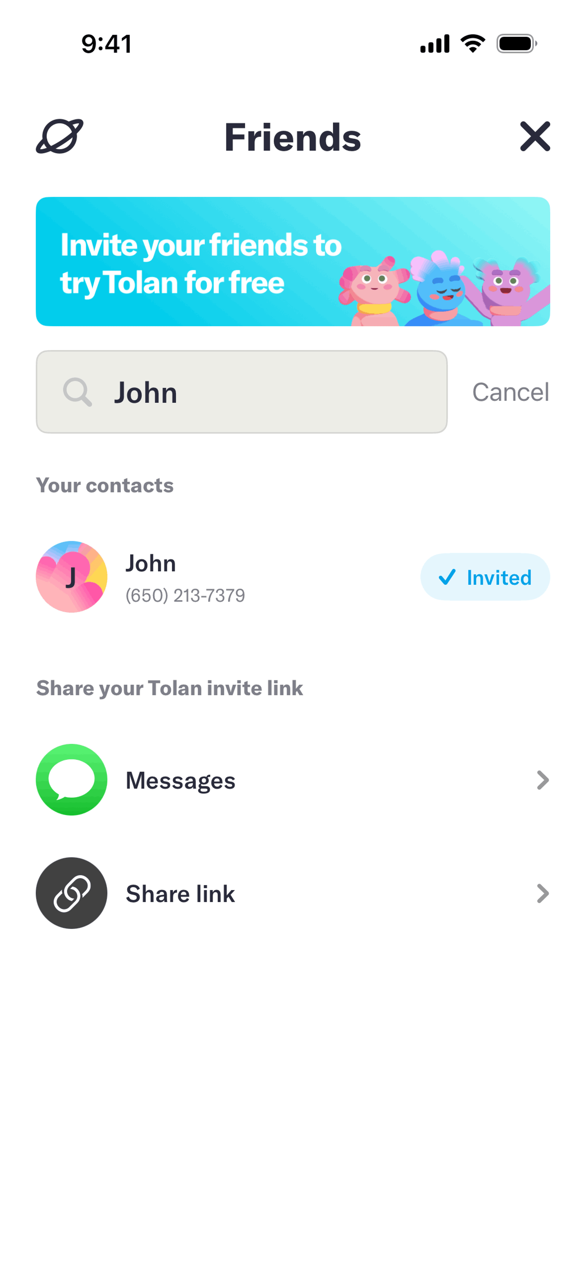 Tolan iOS AI interface screenshot 14