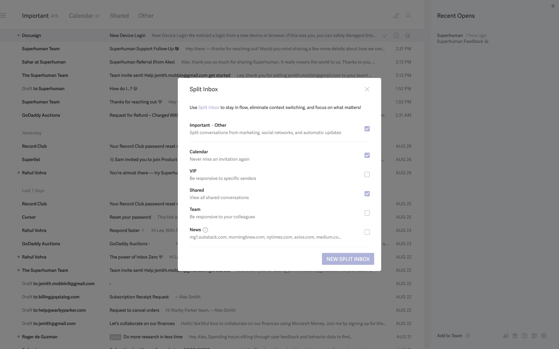 Superhuman Web AI interface screenshot 11