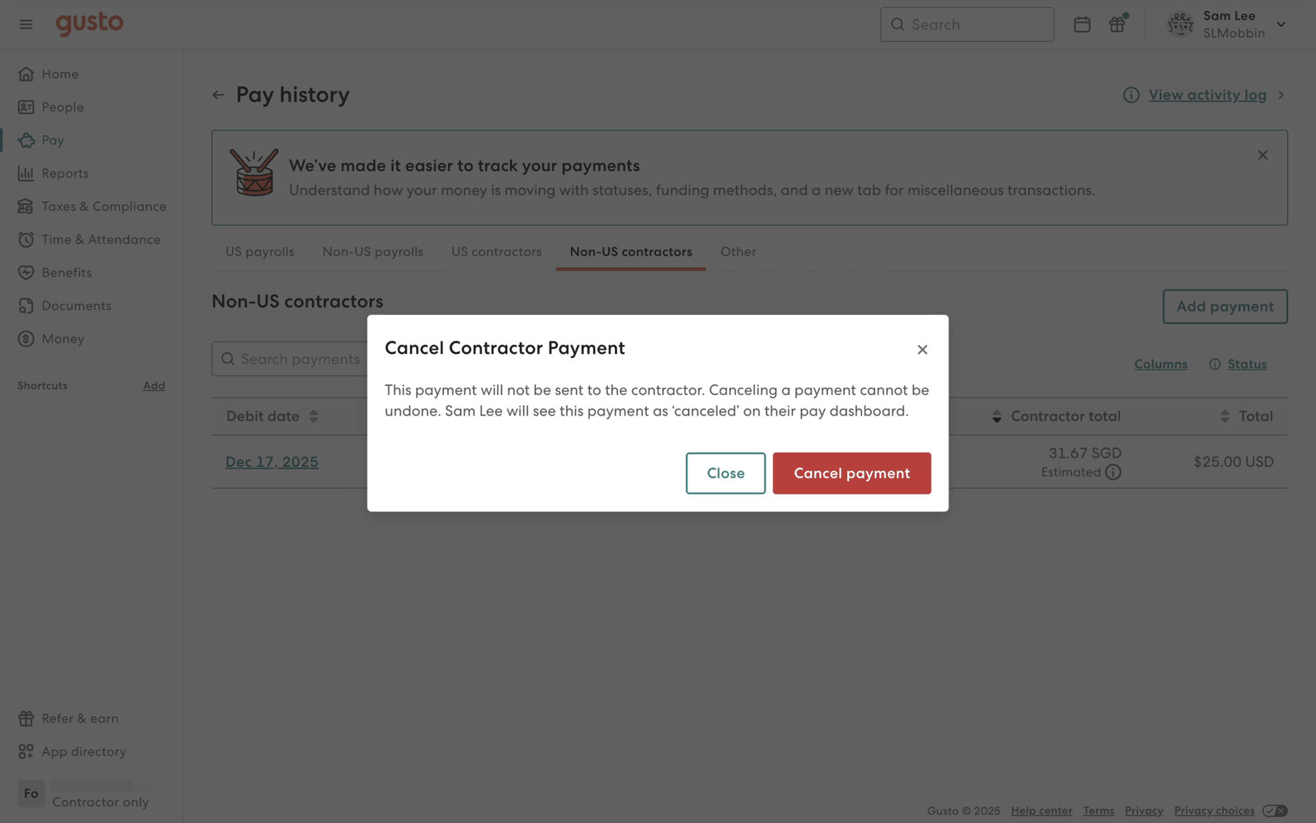 Gusto Web Finance interface screenshot 19
