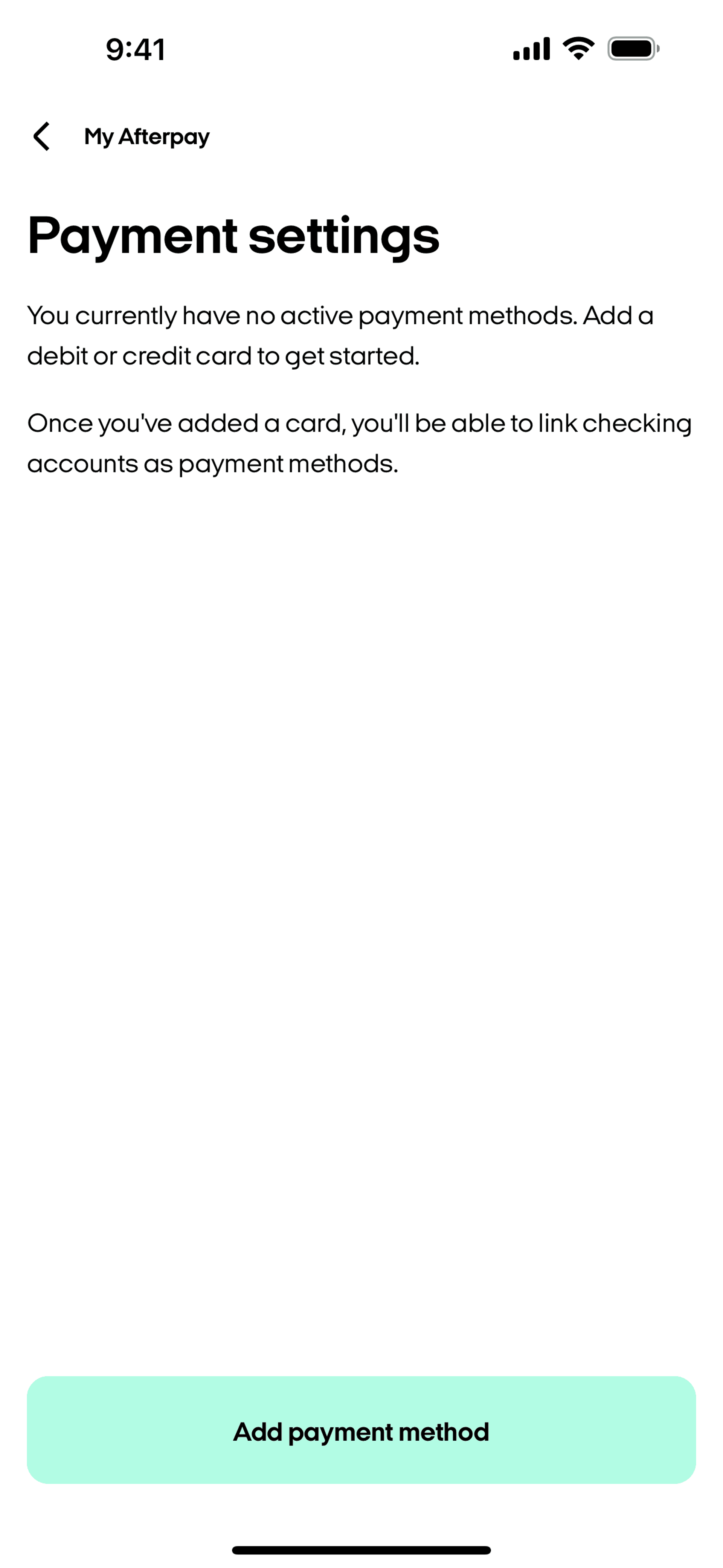 Afterpay iOS Finance interface screenshot 4
