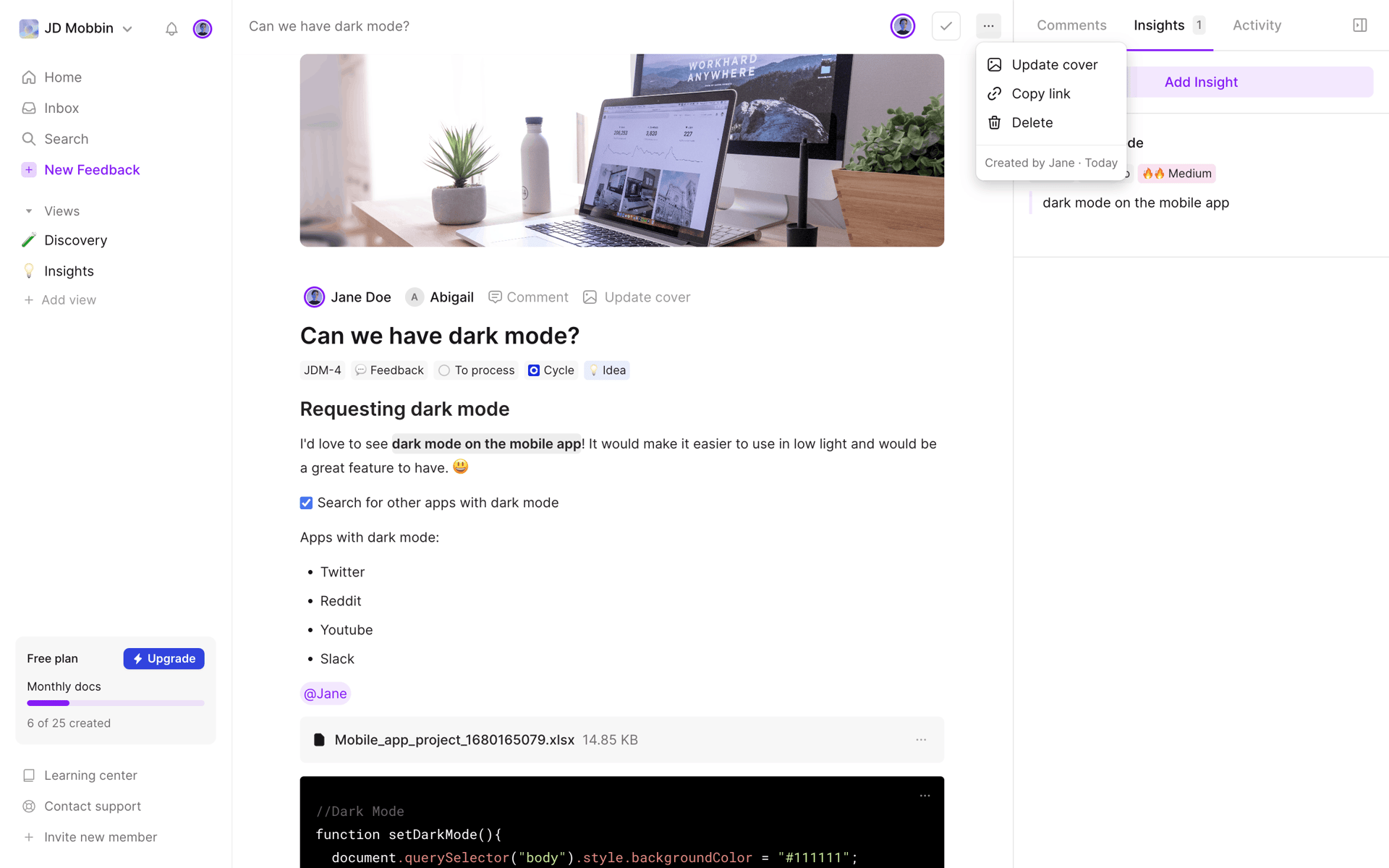 Cycle Web Productivity interface screenshot 17