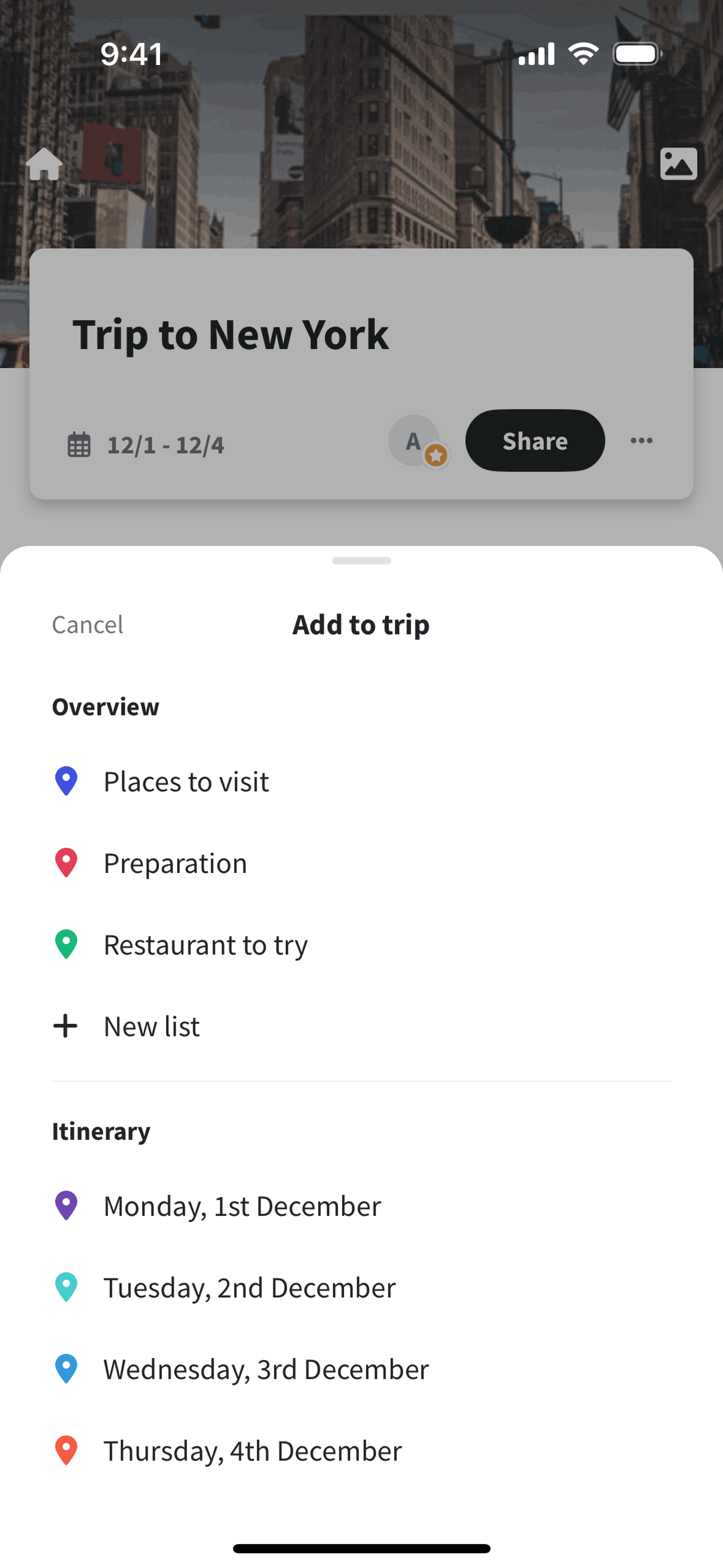 Wanderlog iOS Travel & Transportation interface screenshot 6
