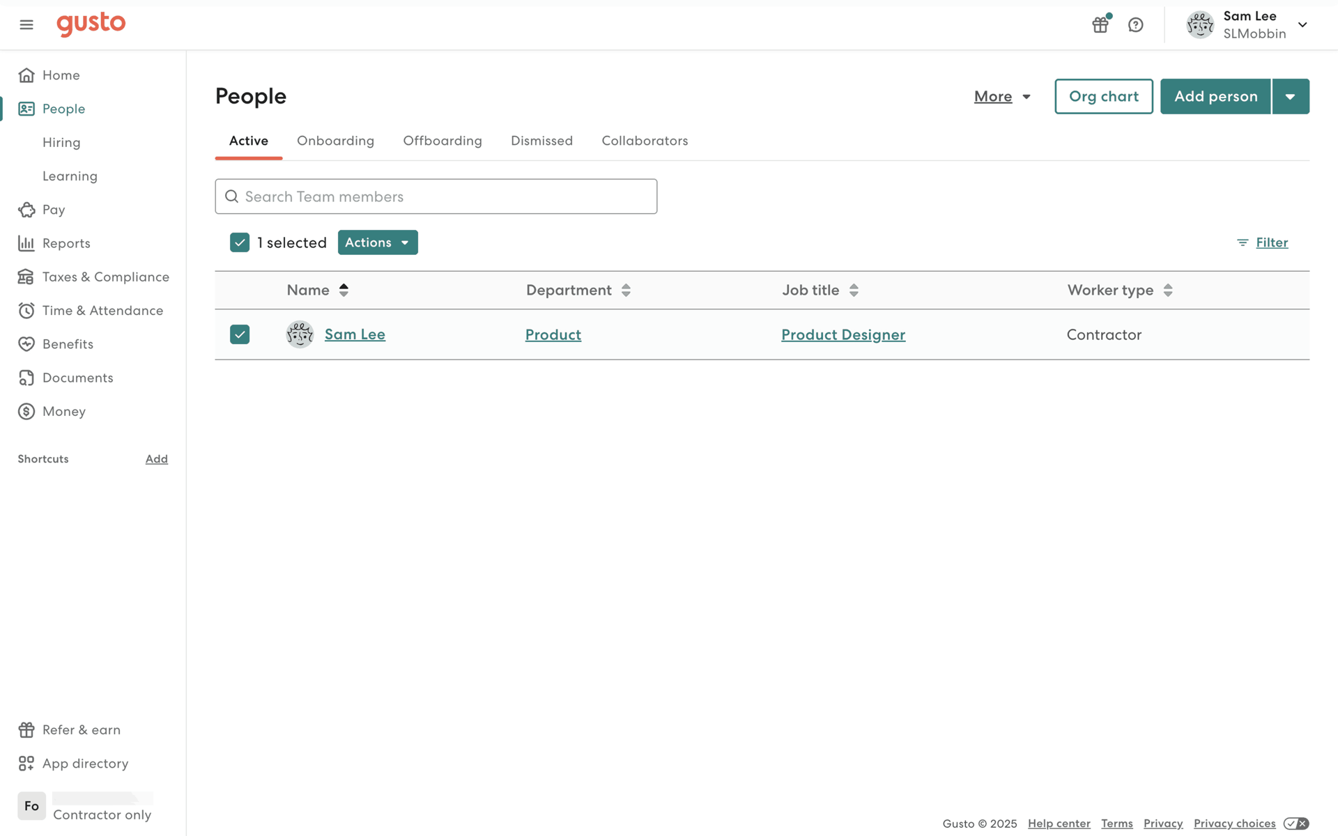 Gusto Web Finance interface screenshot 6