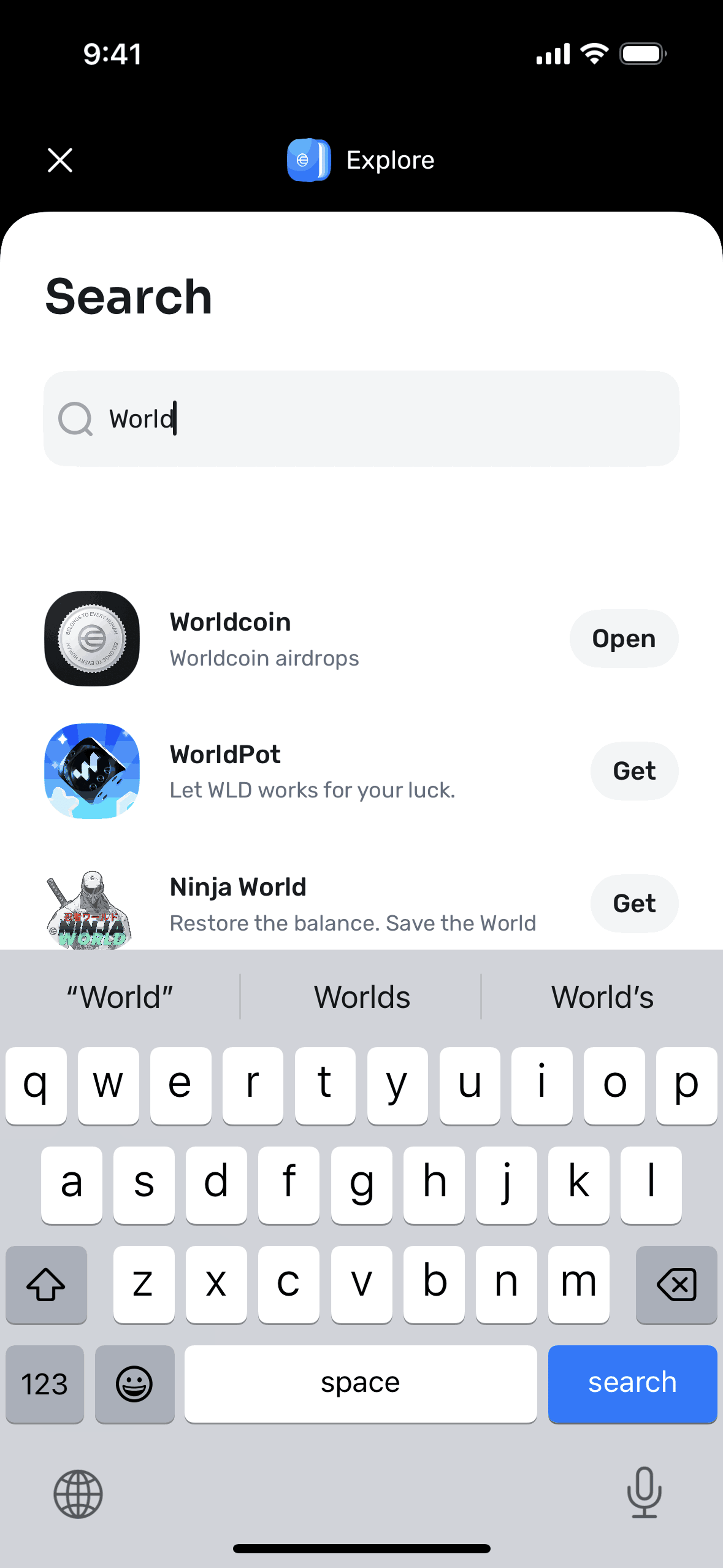 World App iOS Crypto & Web3 interface screenshot 16