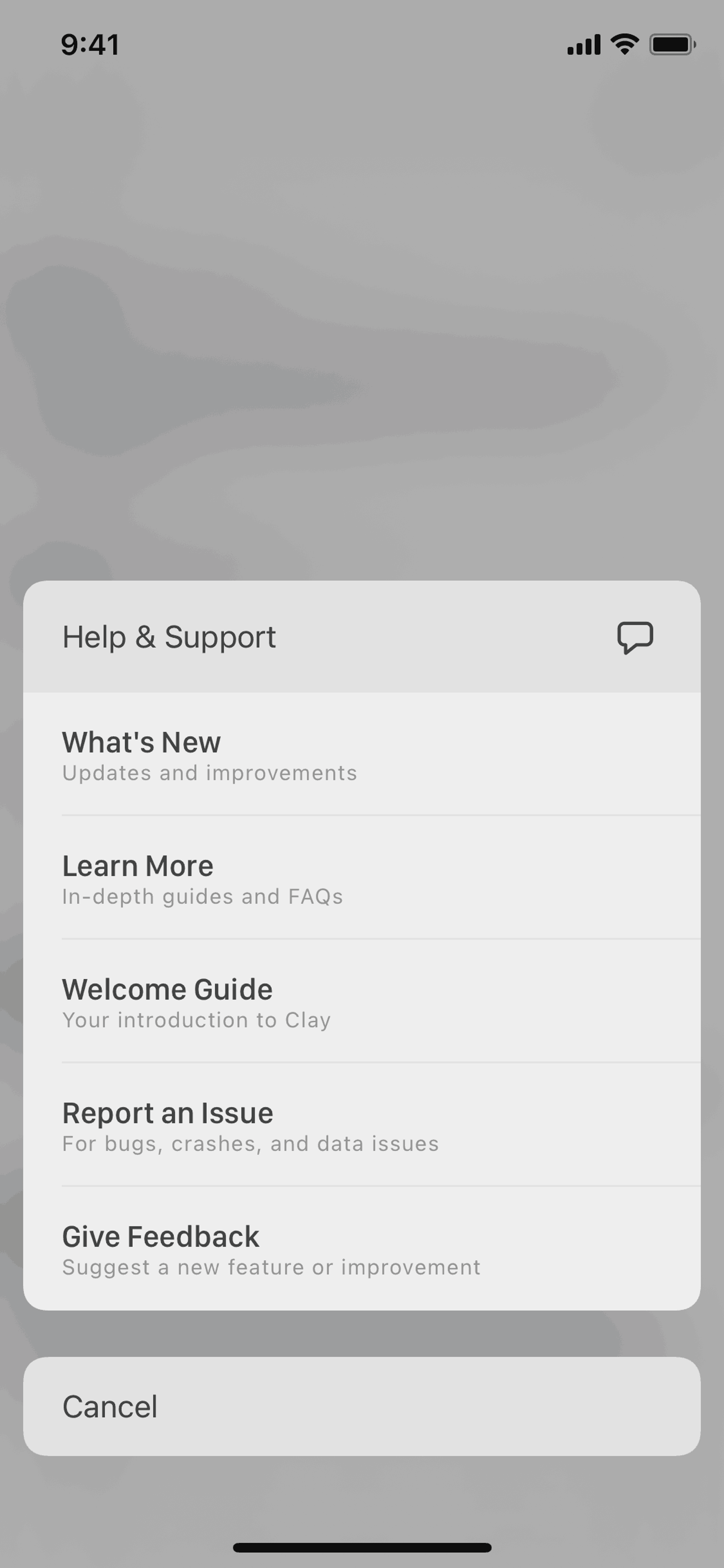Clay iOS Productivity interface screenshot 13