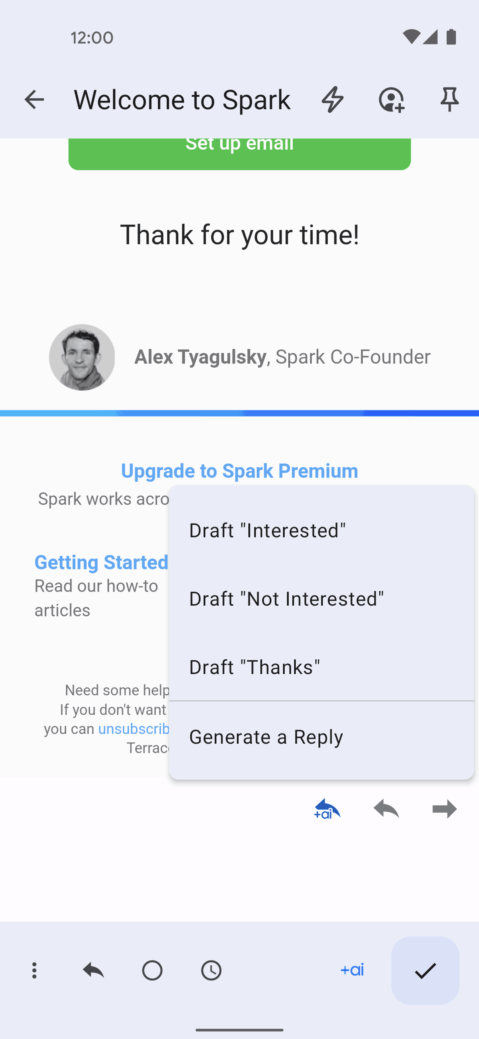 Spark Mail Android AI interface screenshot 11