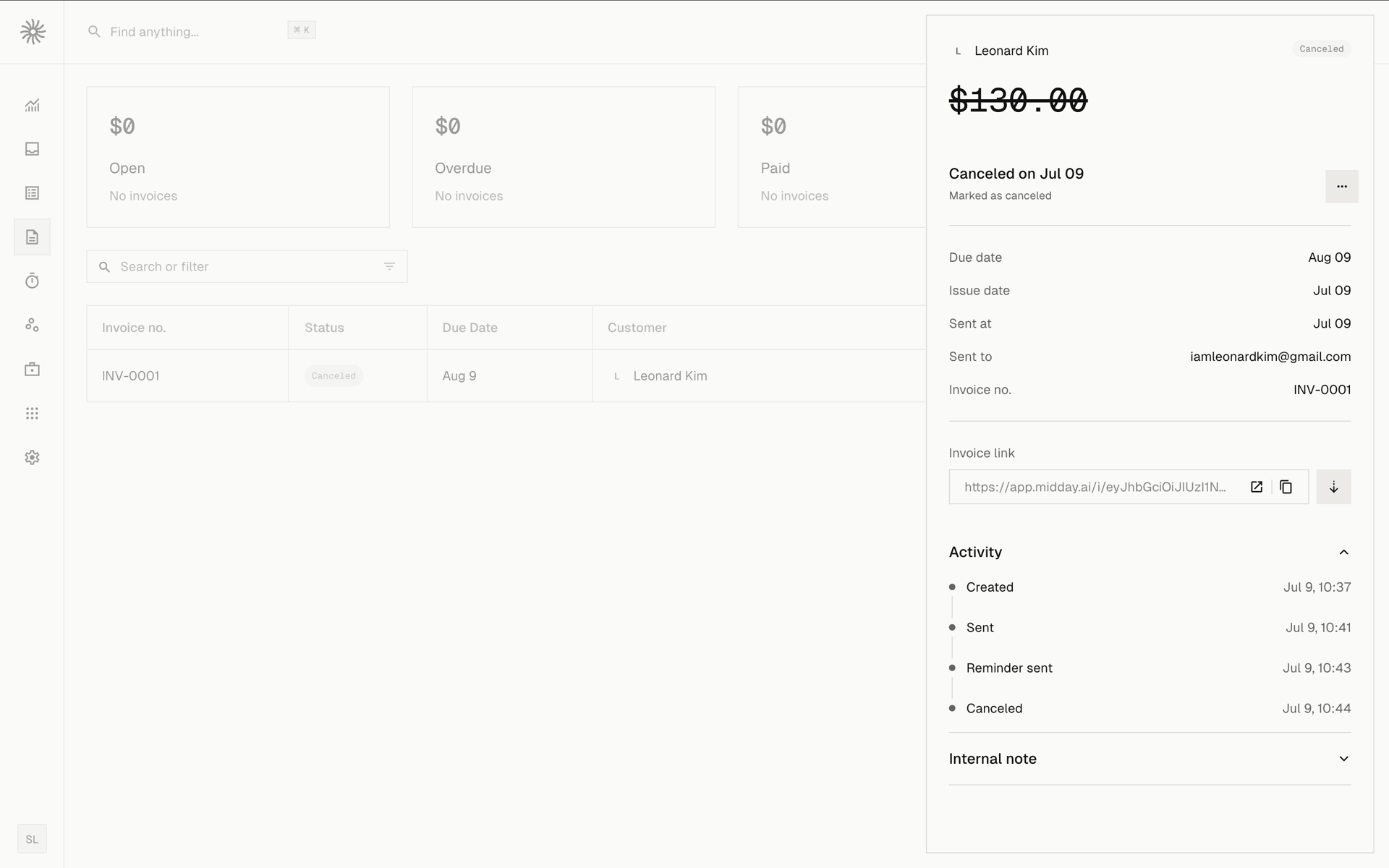 Midday Web Finance interface screenshot 13