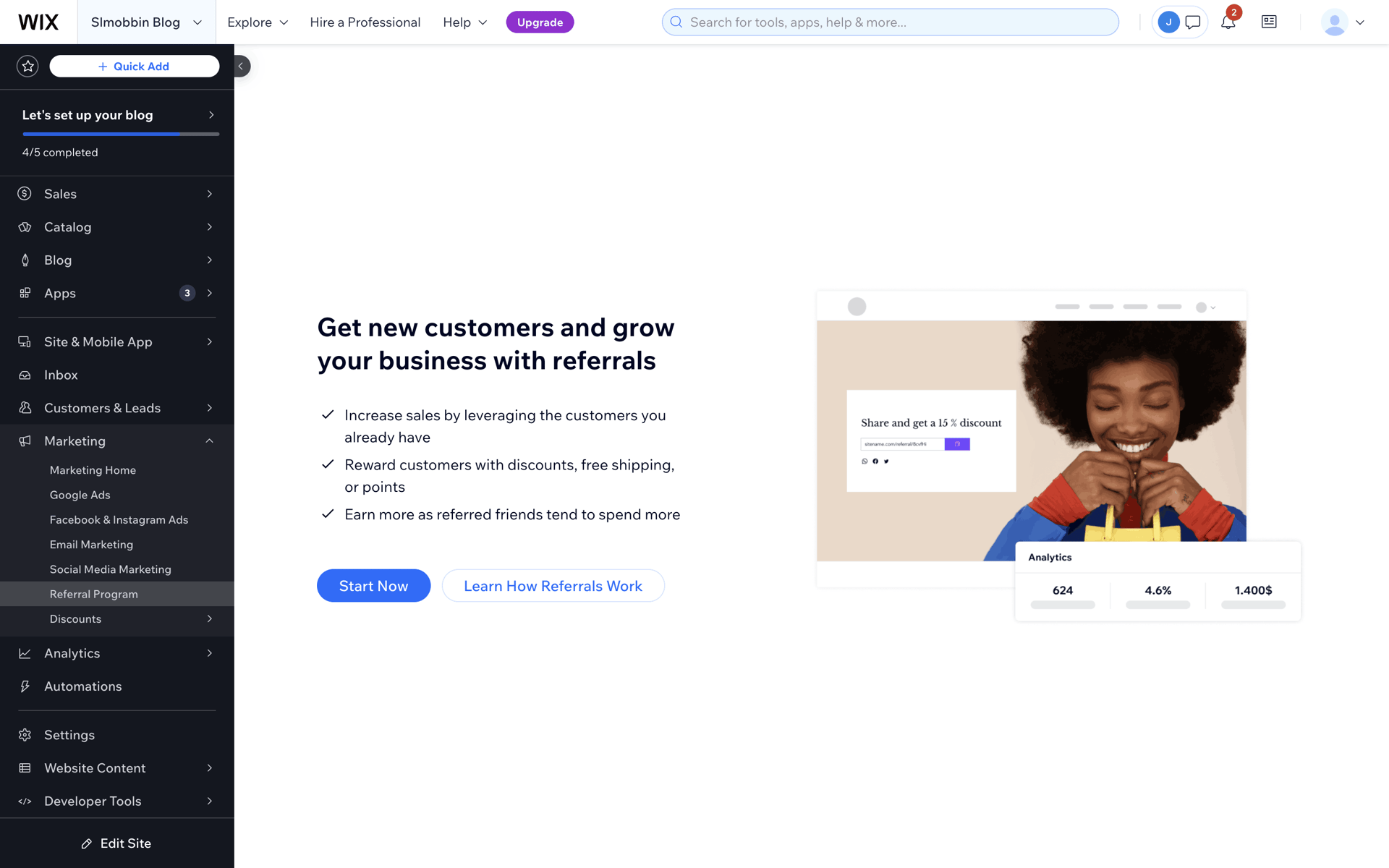 Wix Web Business interface screenshot 7