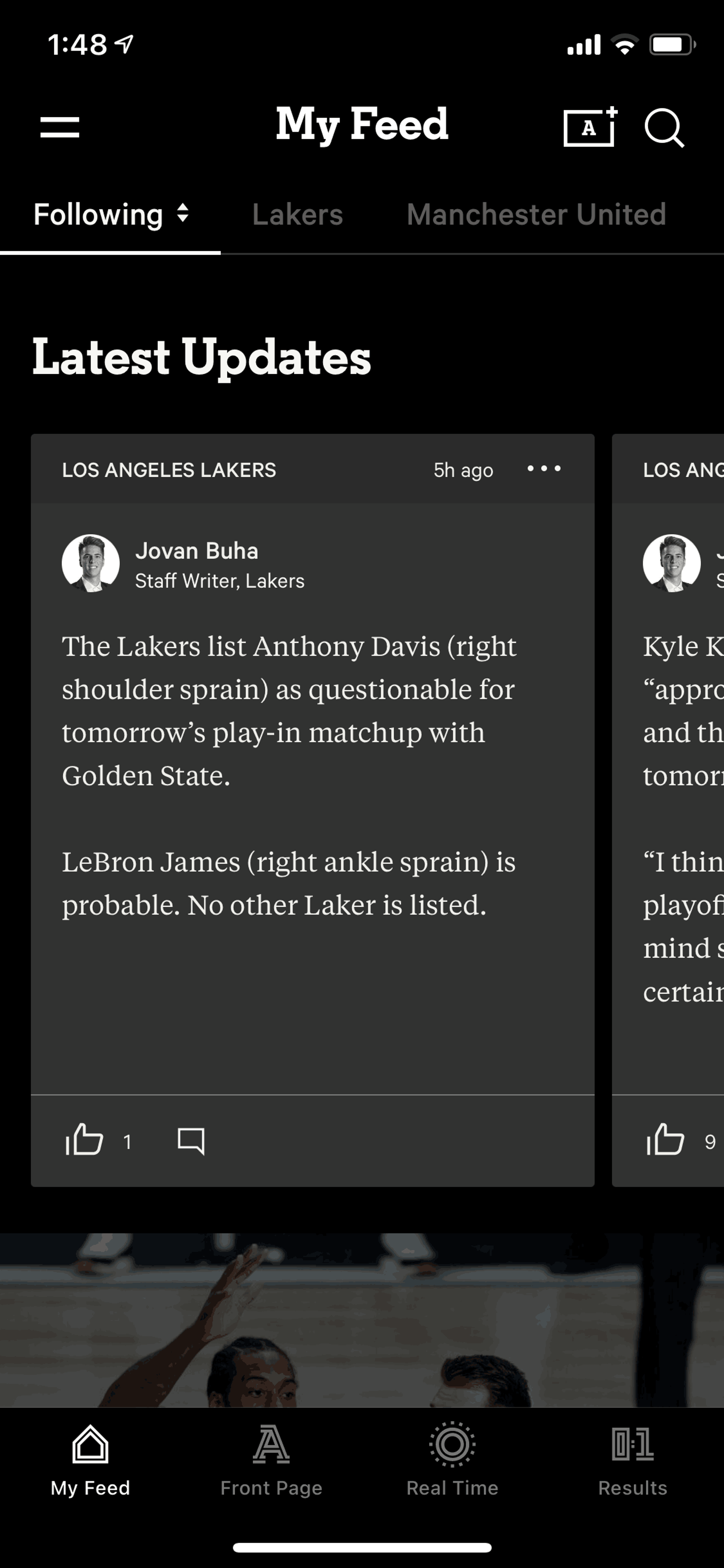 The Athletic iOS Sports interface screenshot 16