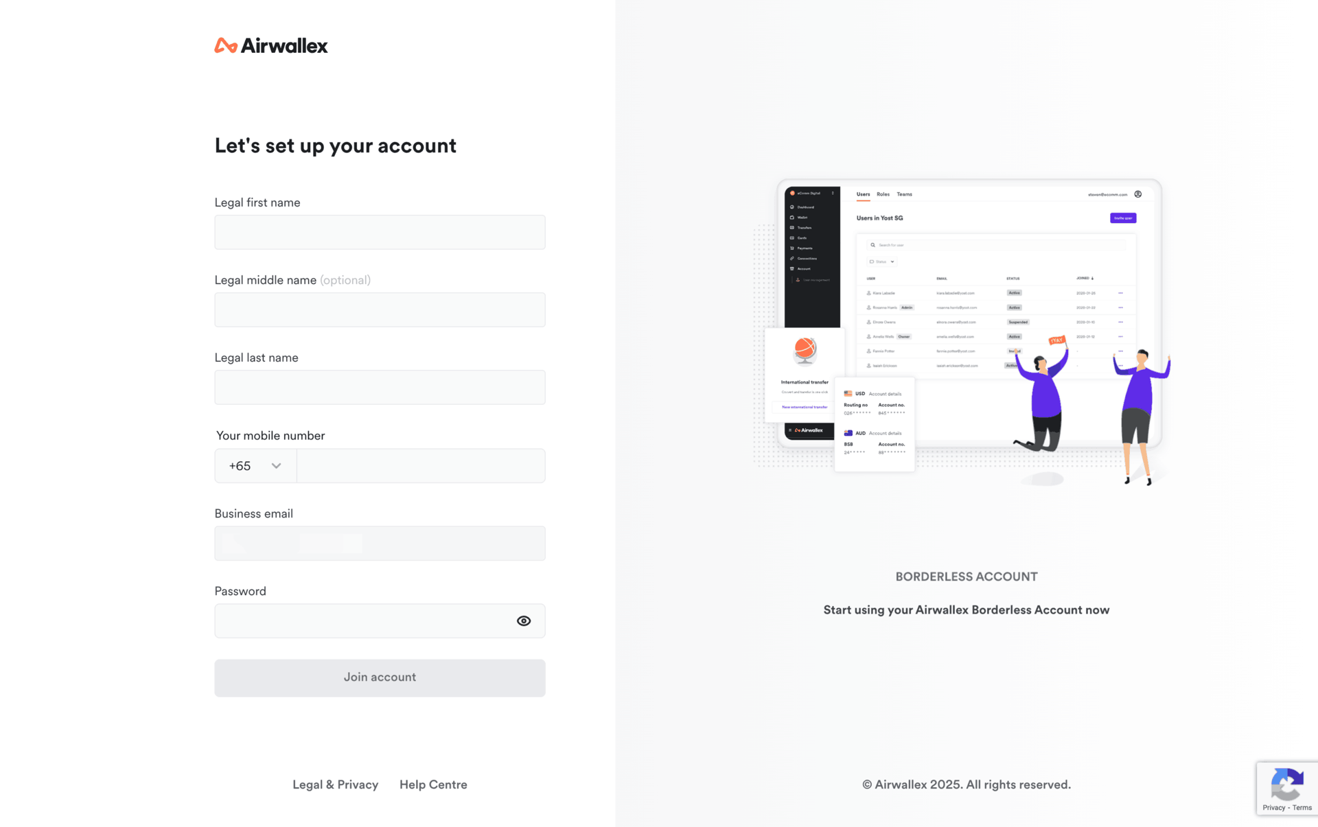 Airwallex Web Finance interface screenshot 1