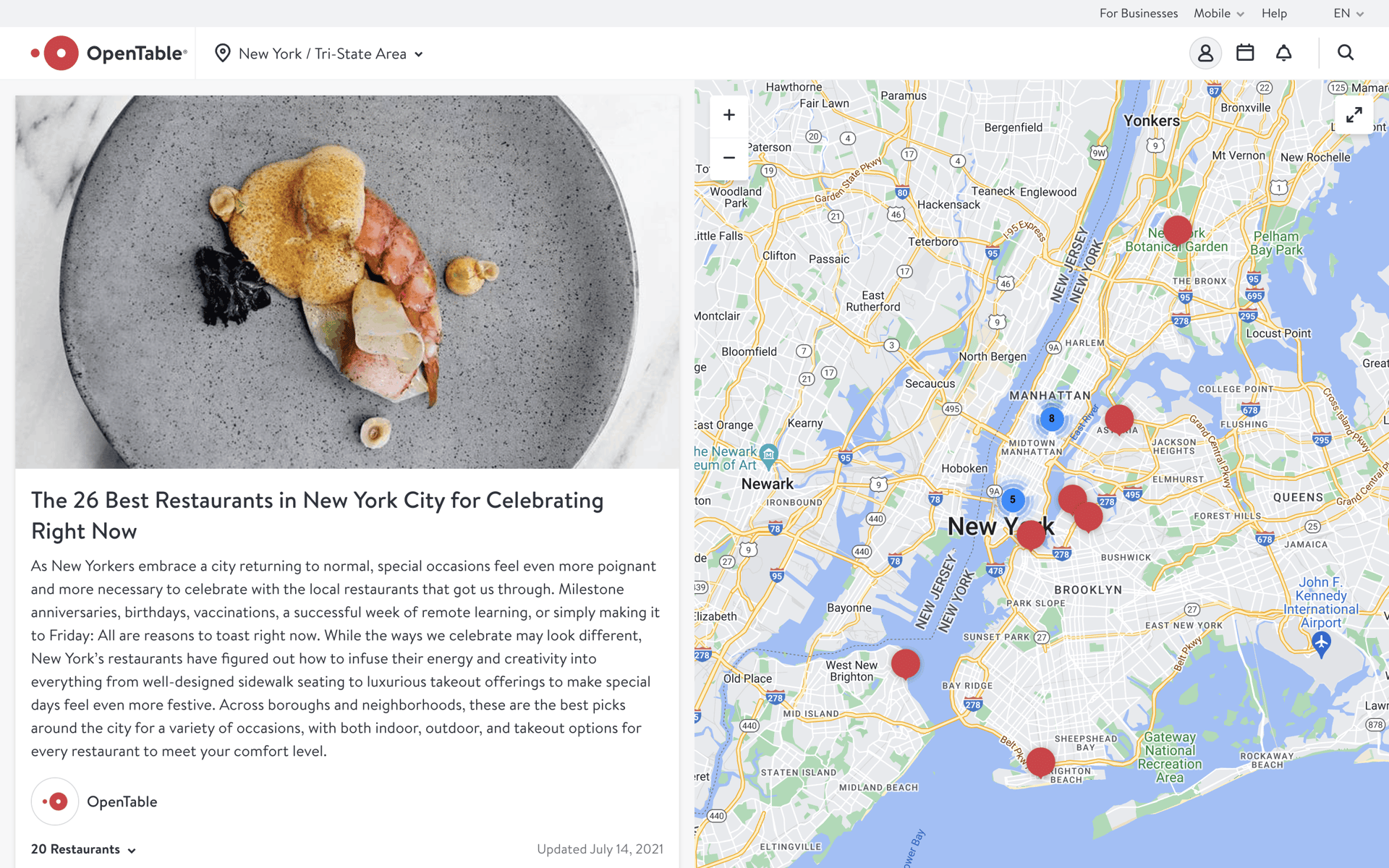 OpenTable Web Food & Drink interface screenshot 10