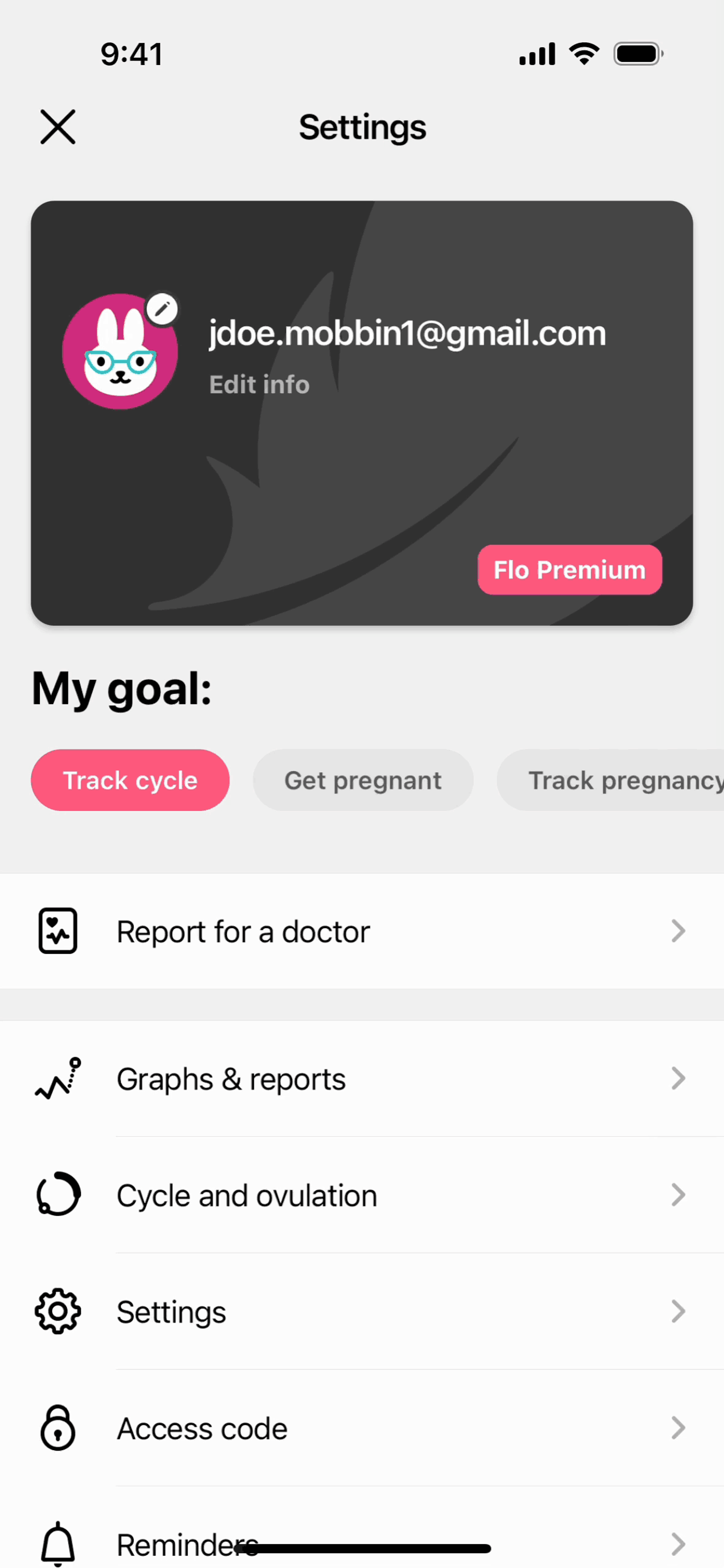 Flo iOS Health & Fitness interface screenshot 4