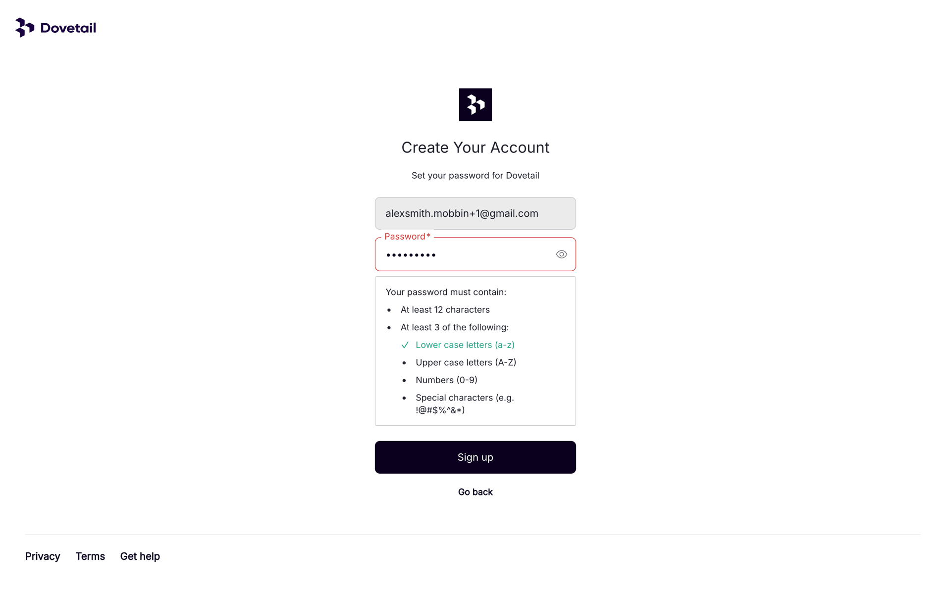 Dovetail Web Business interface screenshot 11