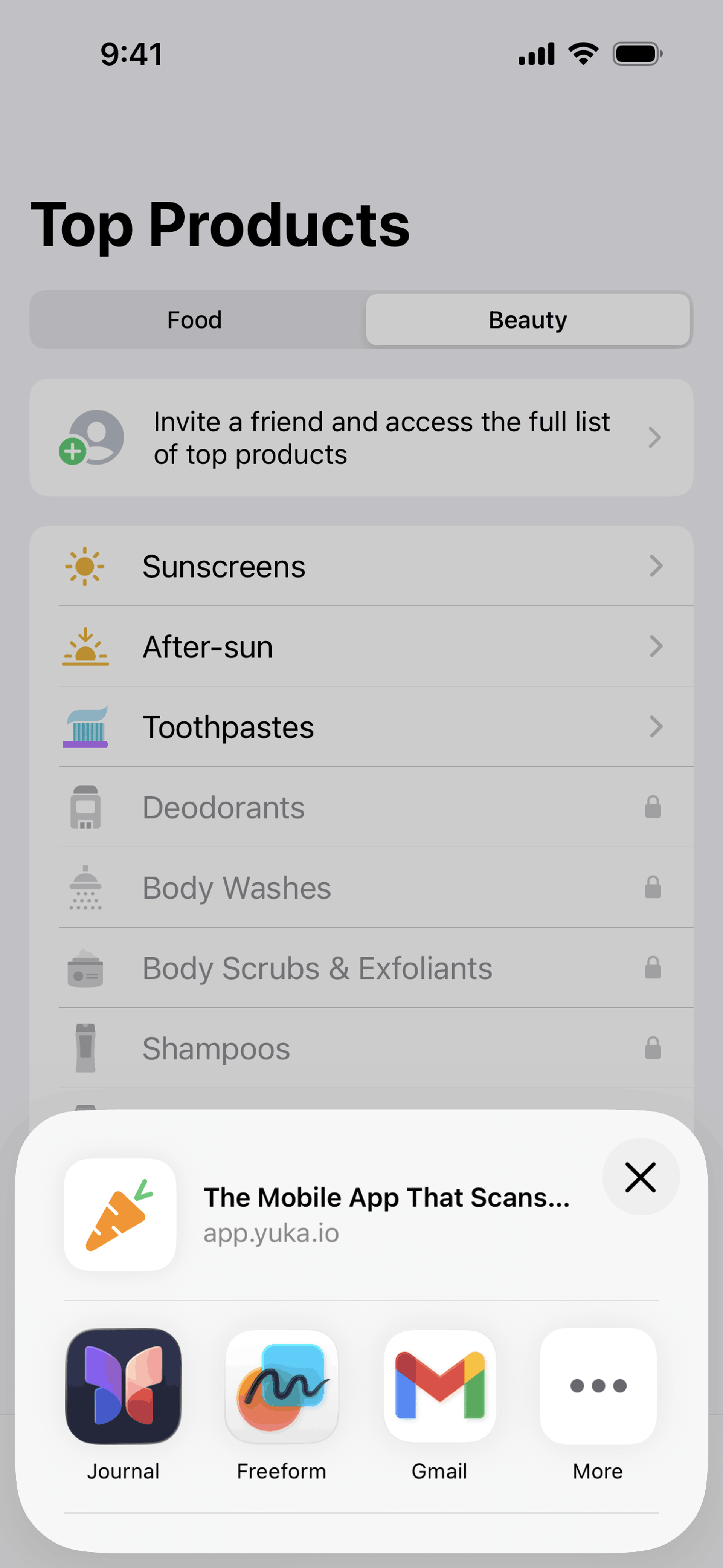Yuka iOS Health & Fitness interface screenshot 14