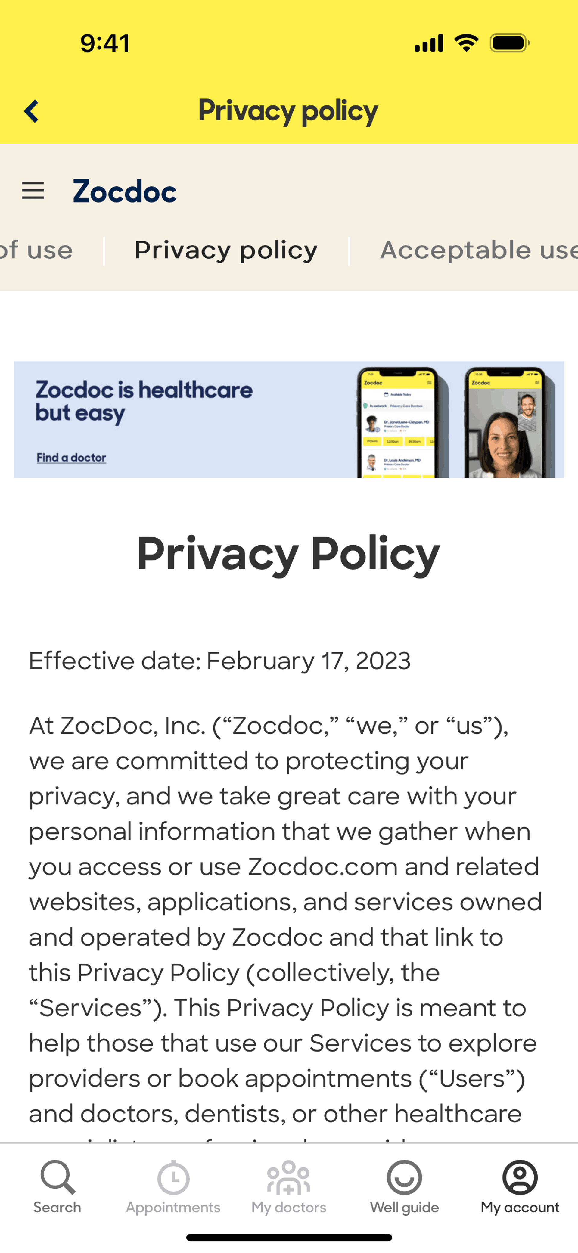 Zocdoc iOS Medical interface screenshot 21