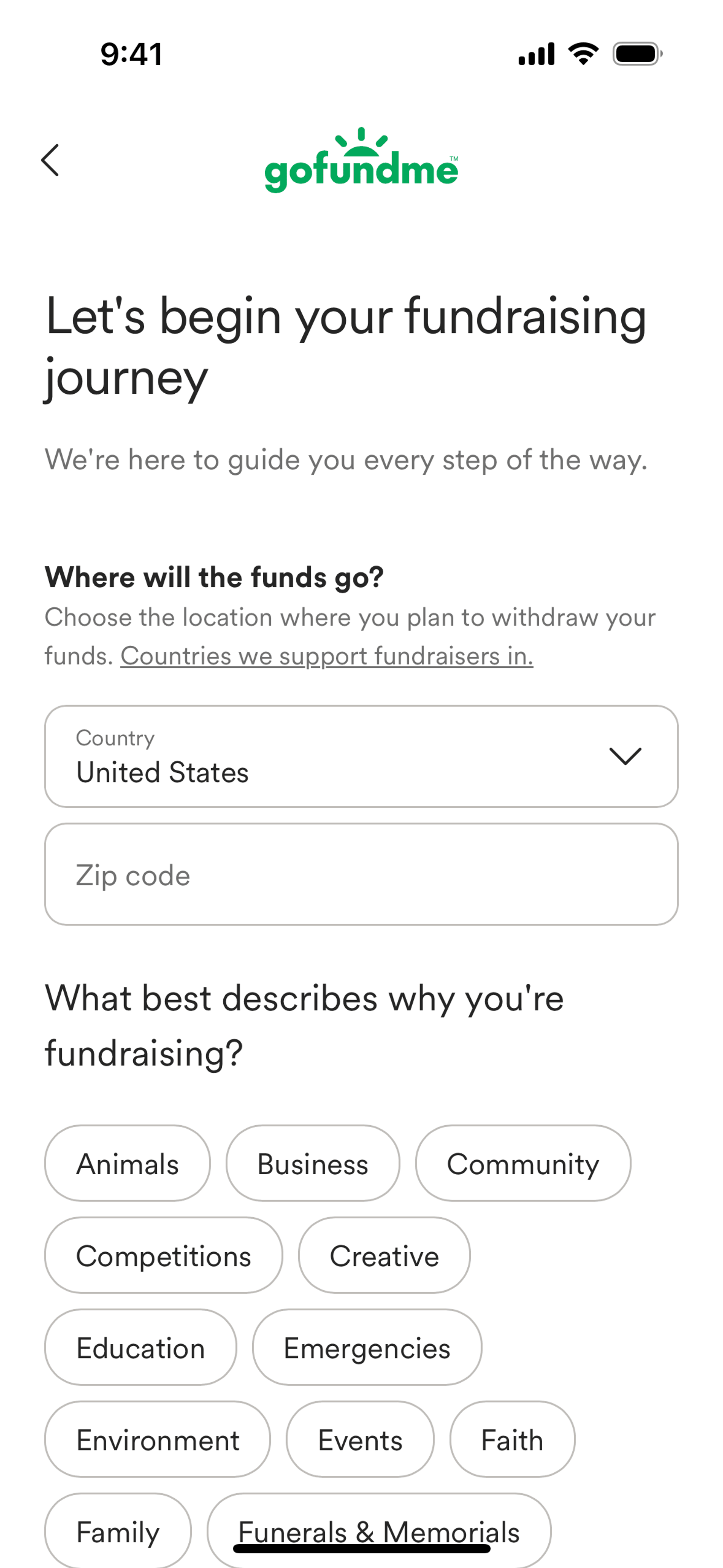 GoFundMe iOS Social Networking interface screenshot 11