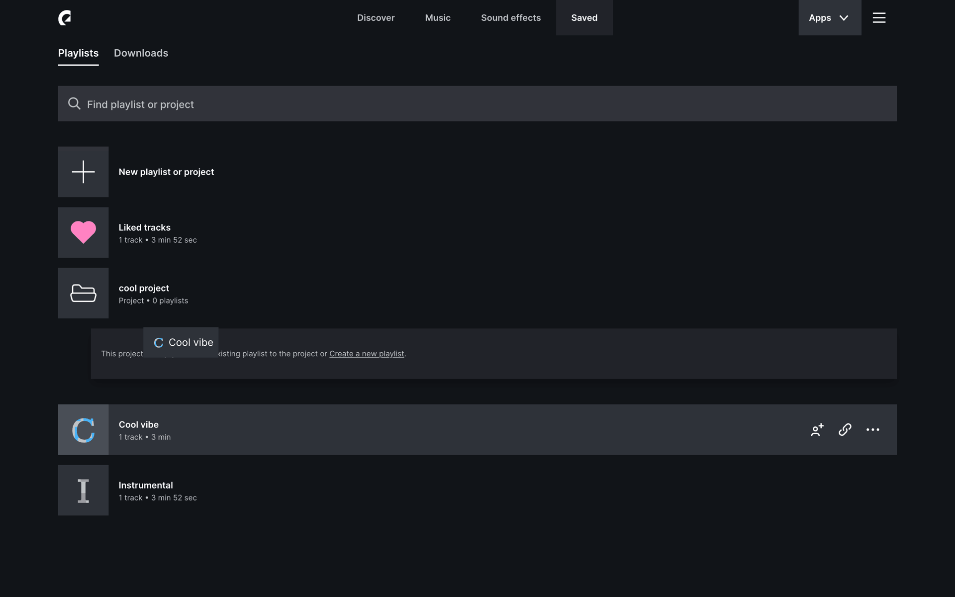 Epidemic Sound Web Entertainment interface screenshot 9