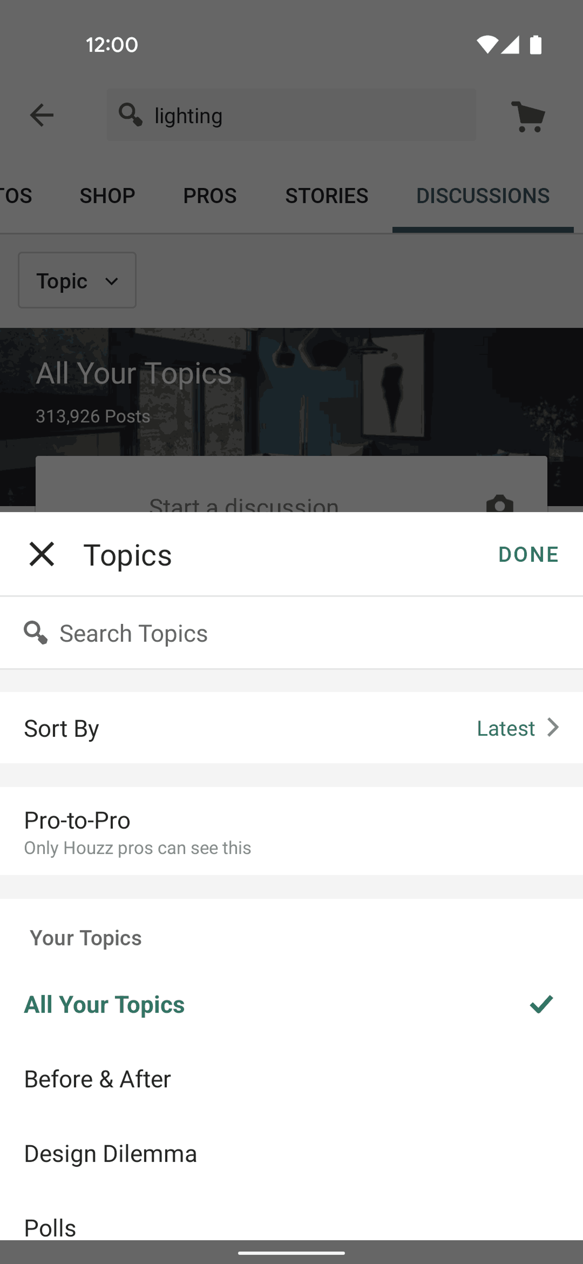 Houzz Android Lifestyle interface screenshot 16